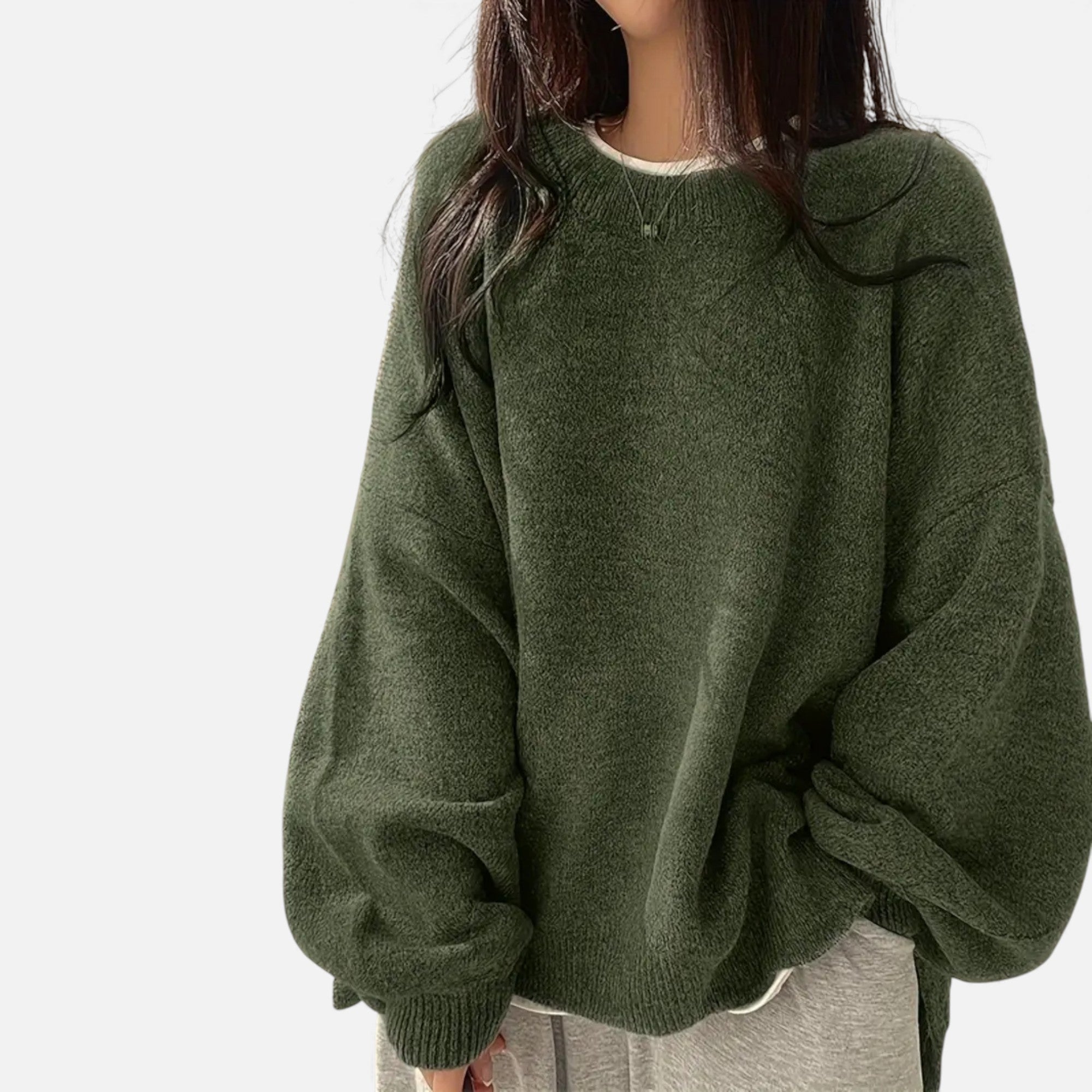 Dorvelli | Women’s Crew Neck Pullover Sweater – Casual Drop Shoulder Design