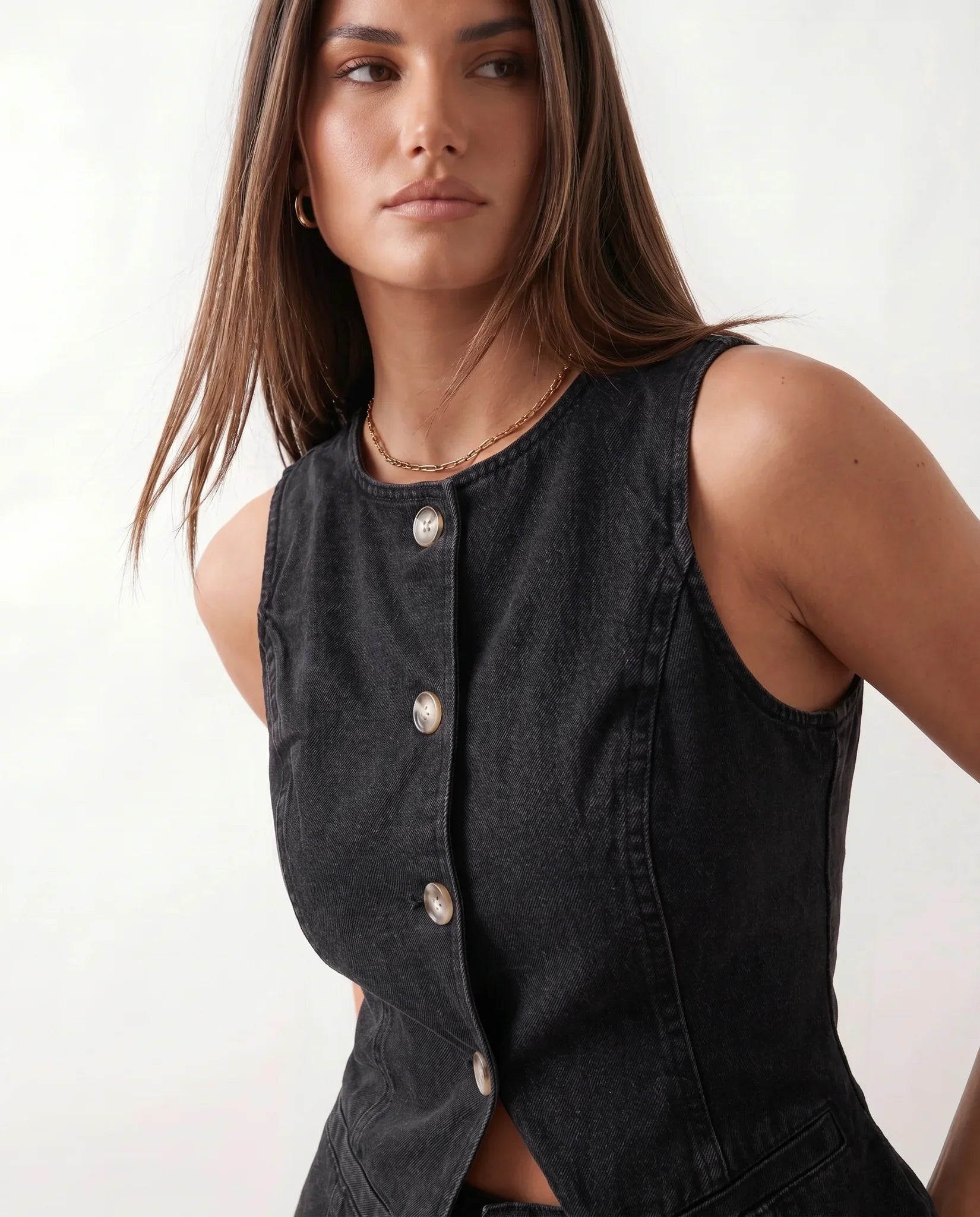 Dorvelli | Women's Two-Piece Set – Celinda Vest Button Front