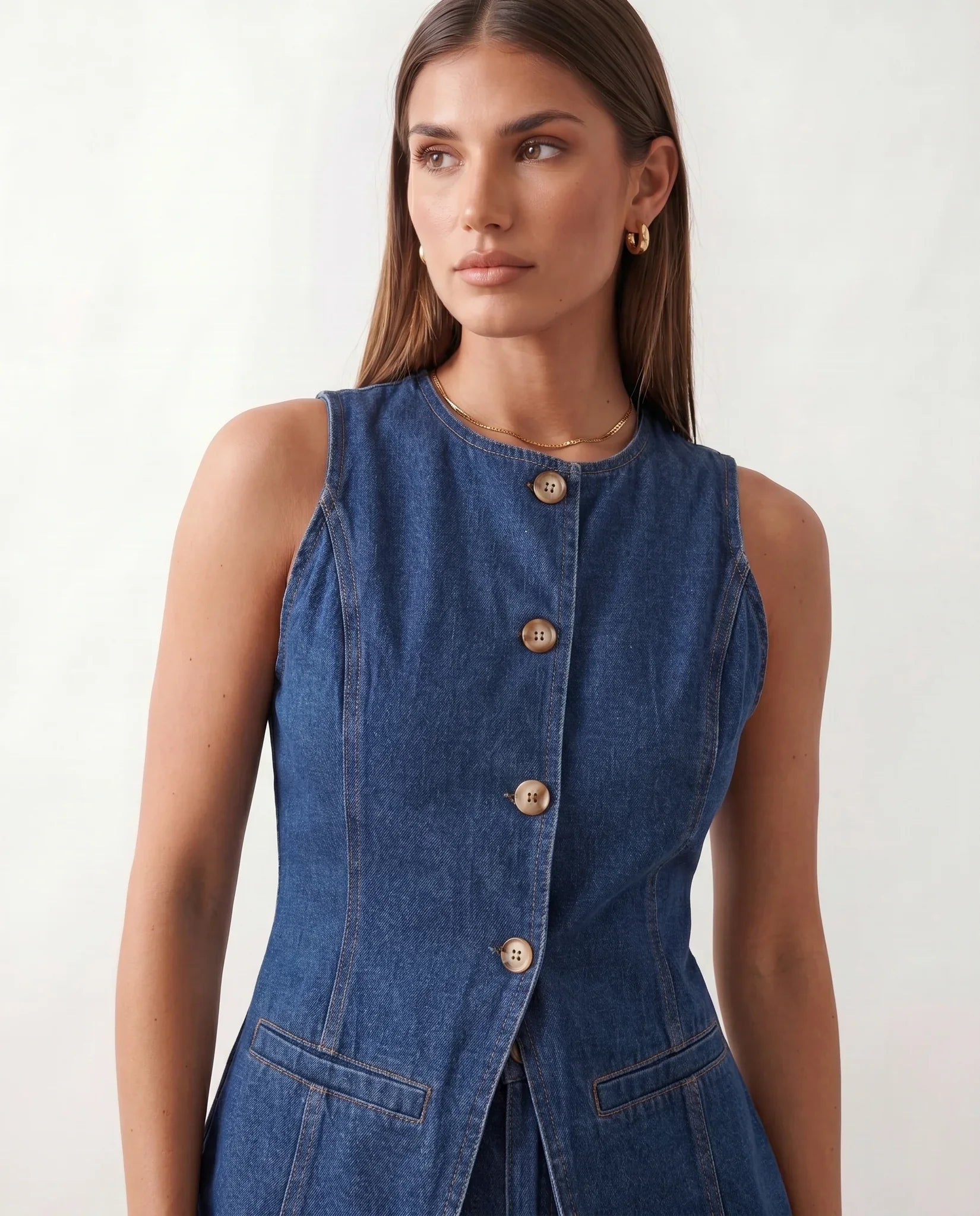 Dorvelli | Women's Two-Piece Set – Celinda Vest Button Front