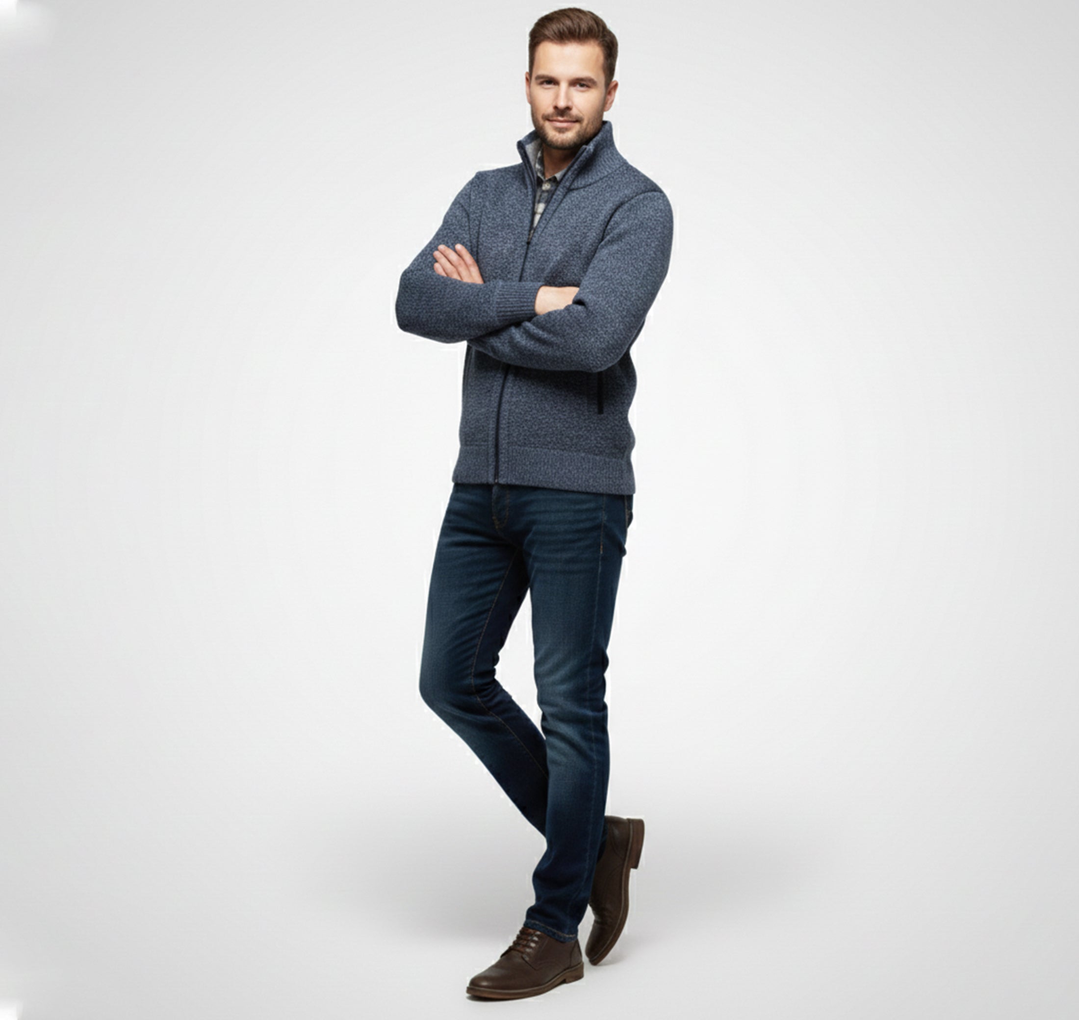 Dorvelli | Men’s Knit Sweater Jacket – Warm Knit Layer
