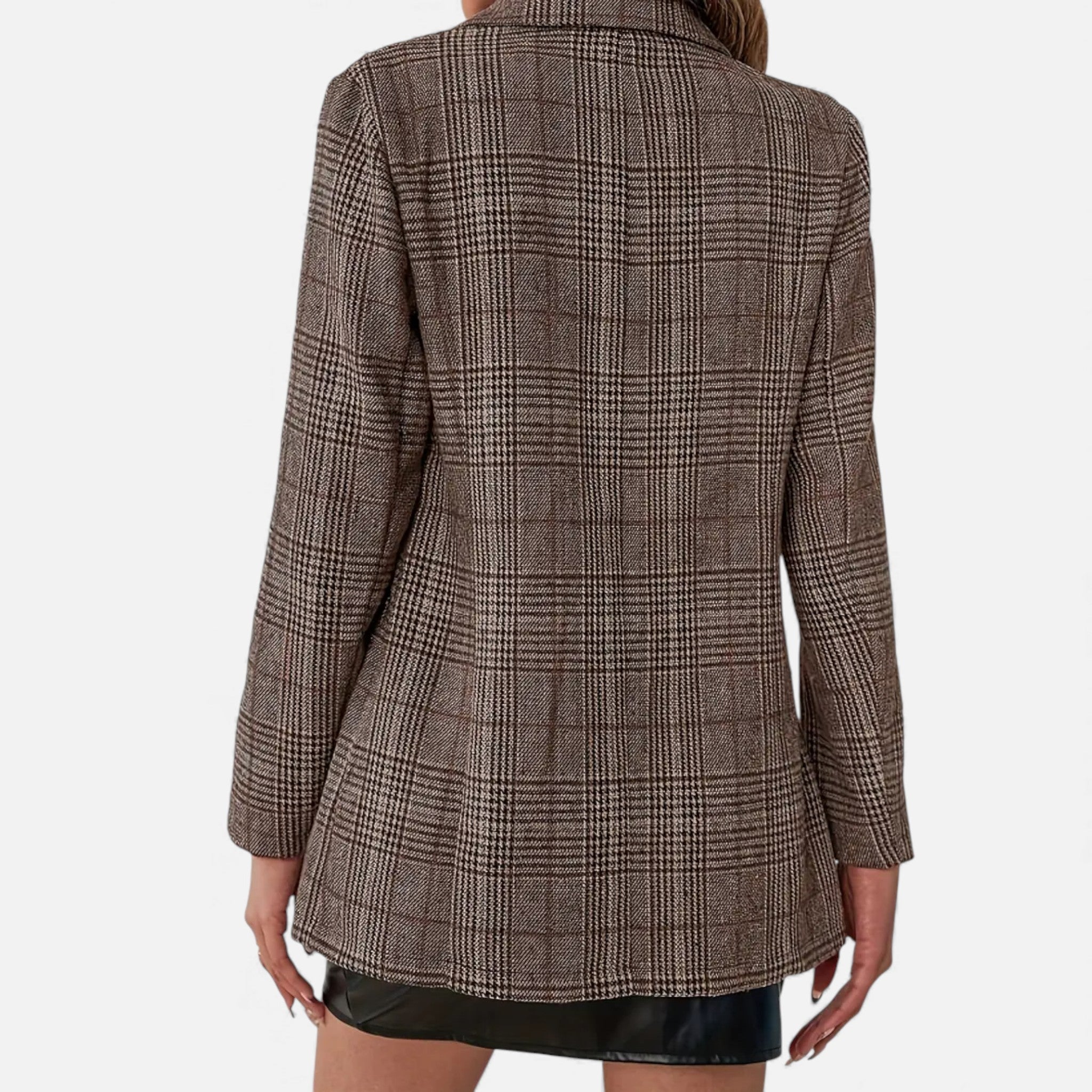 Dorvelli | Women’s Plaid Lapel Blazer – Elegant Workwear Essential