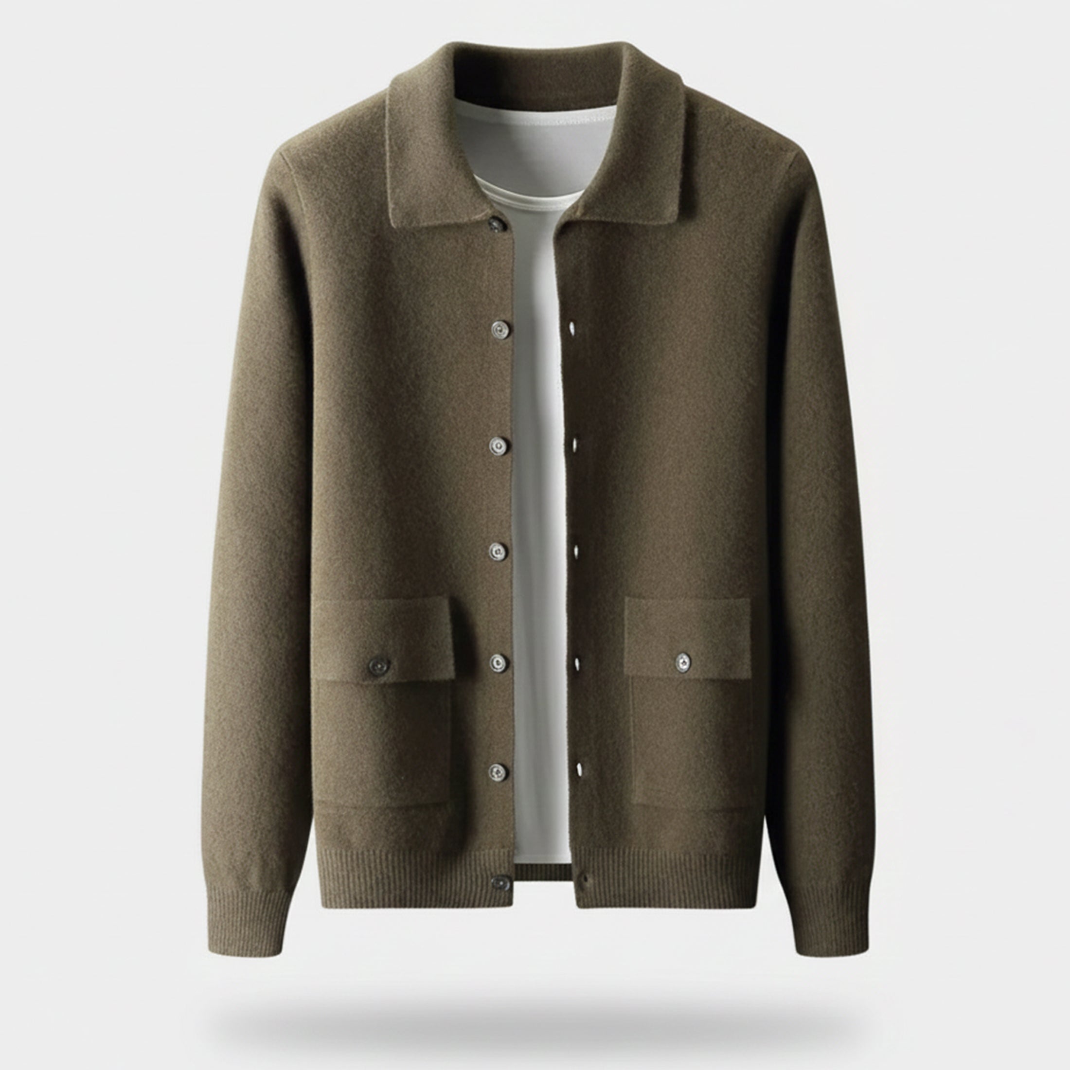 Dorvelli | Men’s Wool Cardigan – Polo Collar Classic