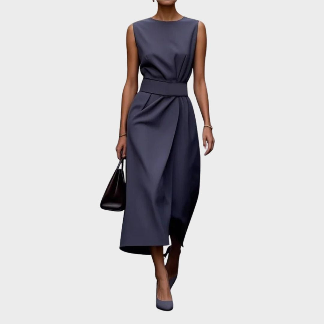 Dorvelli | Women's Midi Dress – Elegant Round Neck