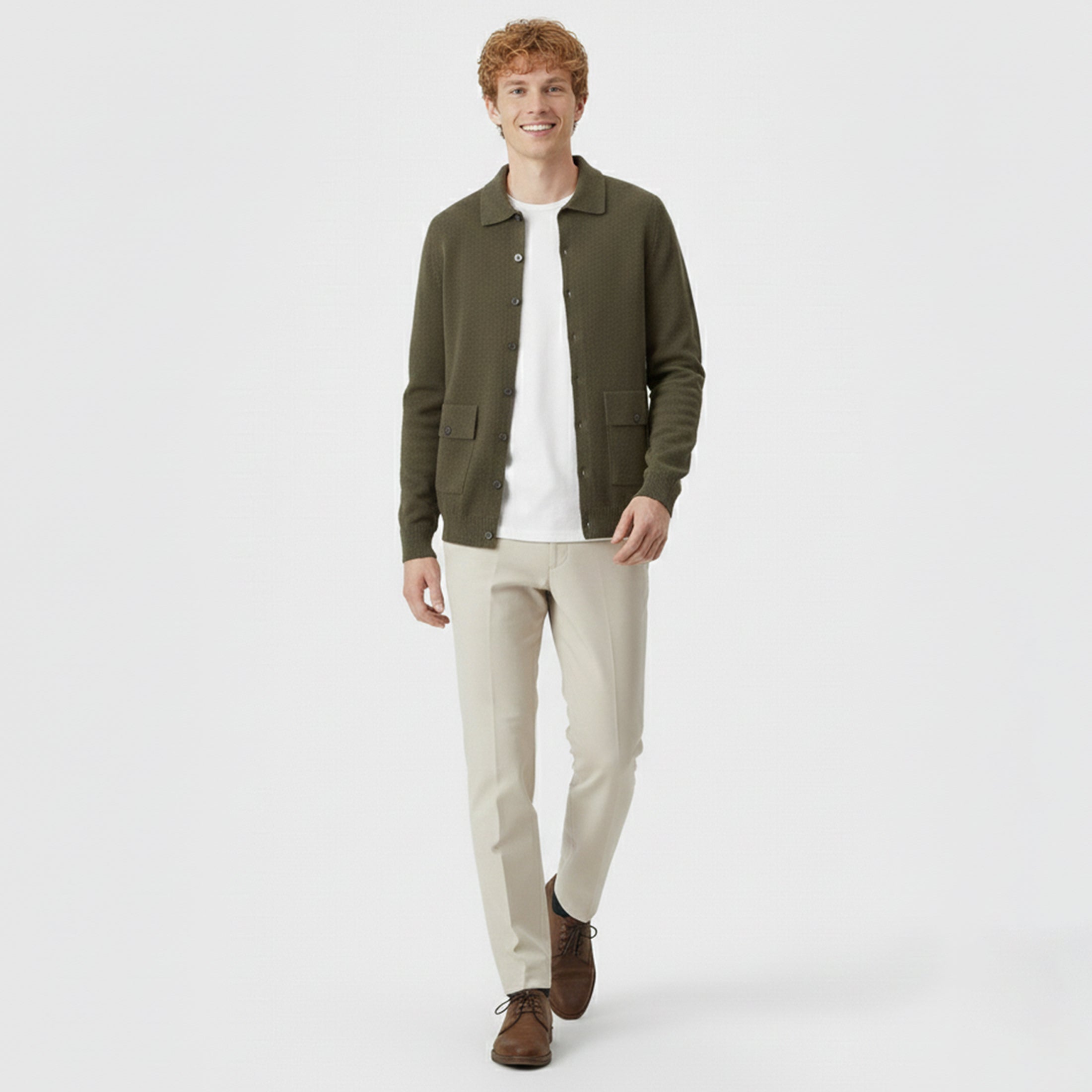 Dorvelli | Men’s Wool Cardigan – Polo Collar Classic
