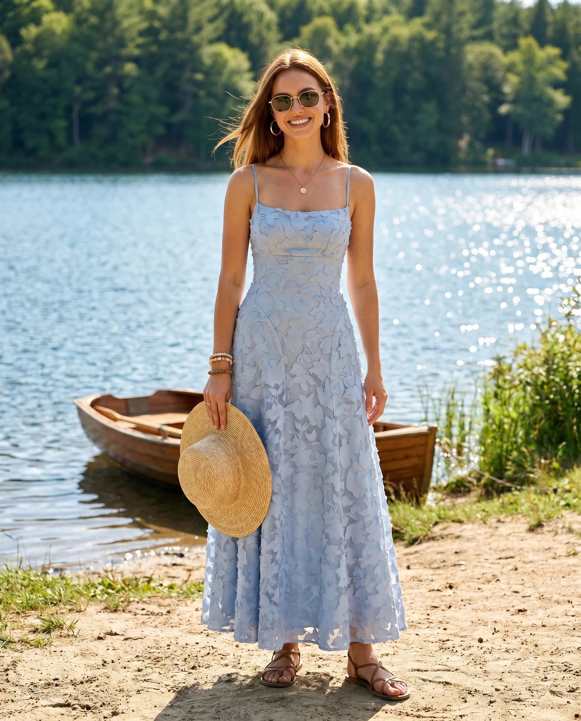 Dorvelli | Women's Maxi Dress – Spaghetti Strap Full Lace