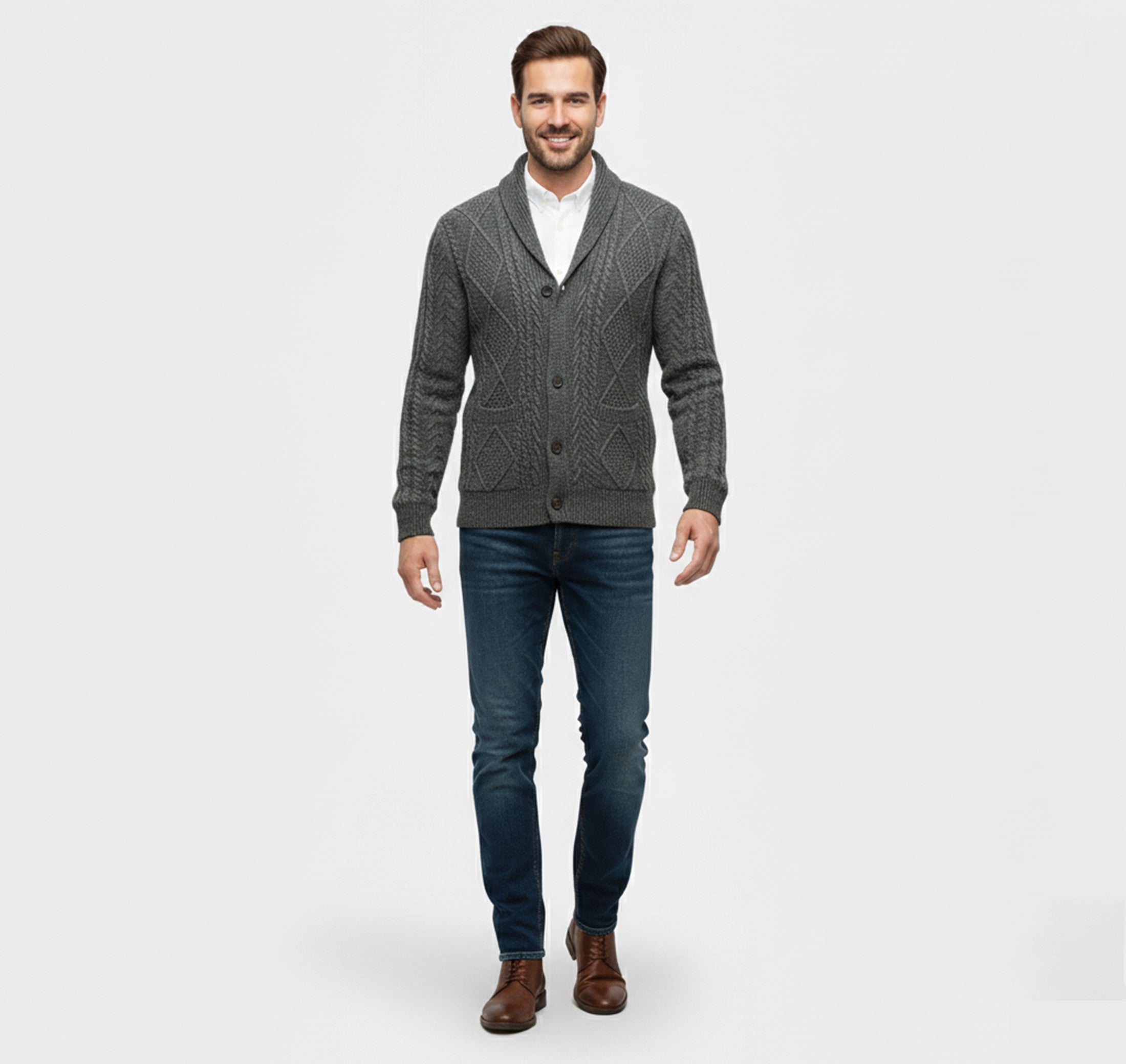 Dorvelli | Men’s Knit Cardigan Jacket – Jacquard Warm Edition