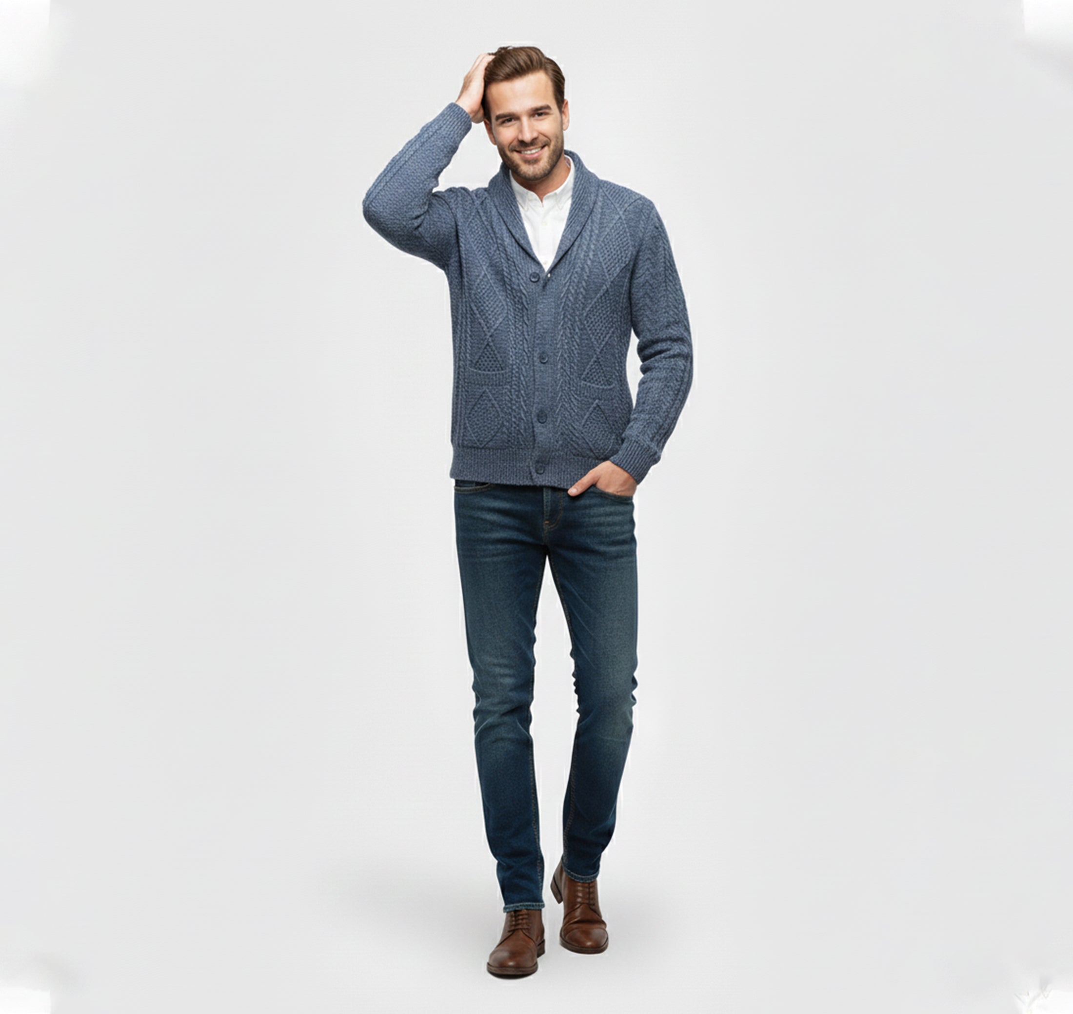 Dorvelli | Men’s Knit Cardigan Jacket – Jacquard Warm Edition