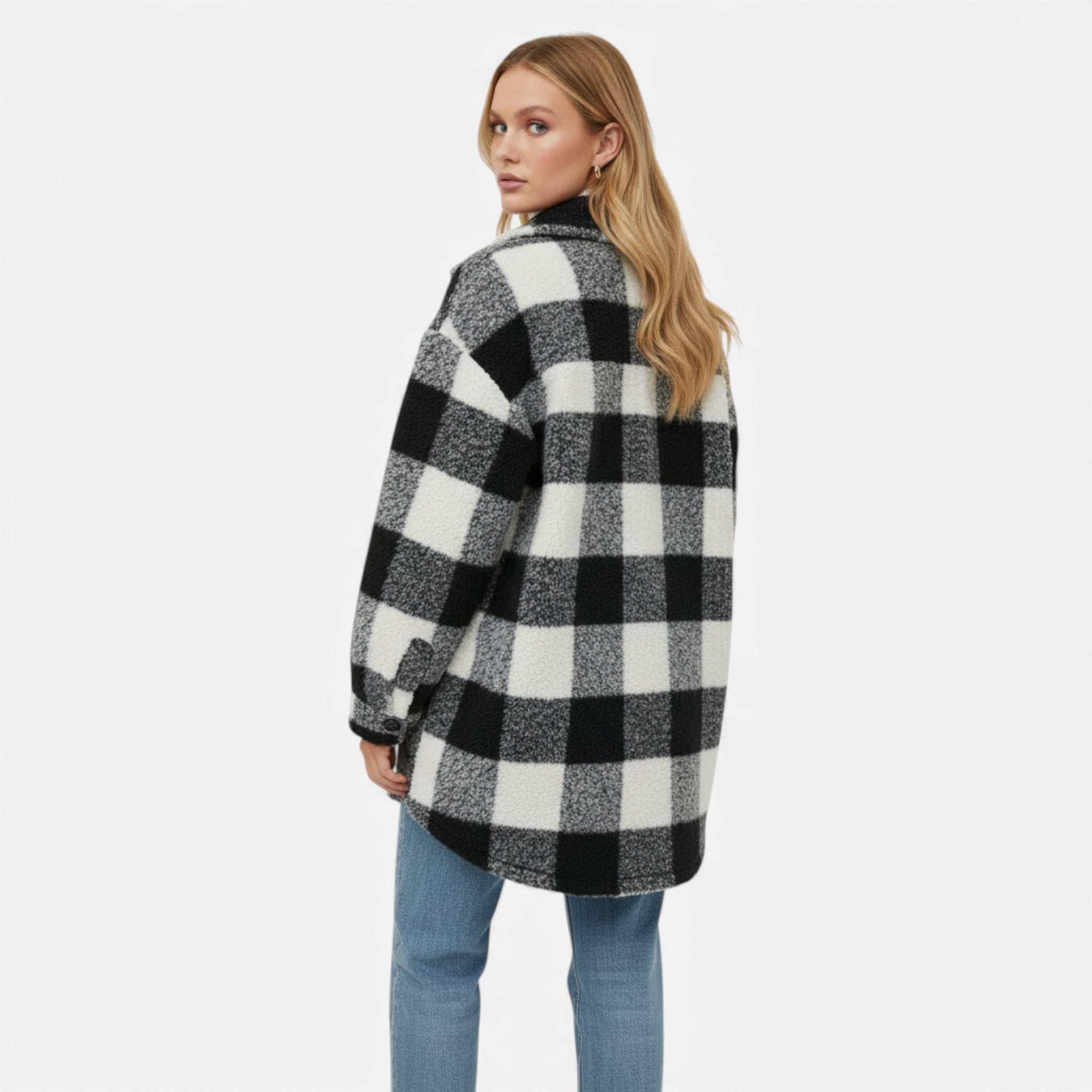 Dorvelli | Women’s Plush Checkered Winter Jacket – High-Elasticity Coat