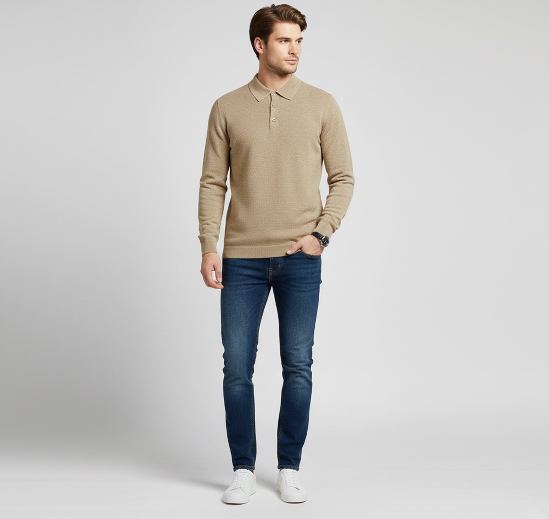 Dorvelli | Men’s Polo Collar Knit – Warm Daily Layer