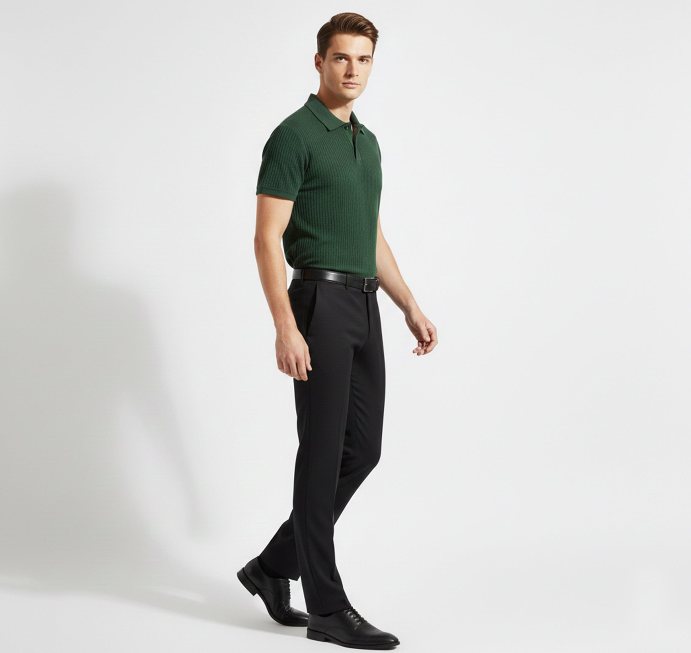 Dorvelli | Men’s Short-Sleeve Knit Shirt – Structured Texture