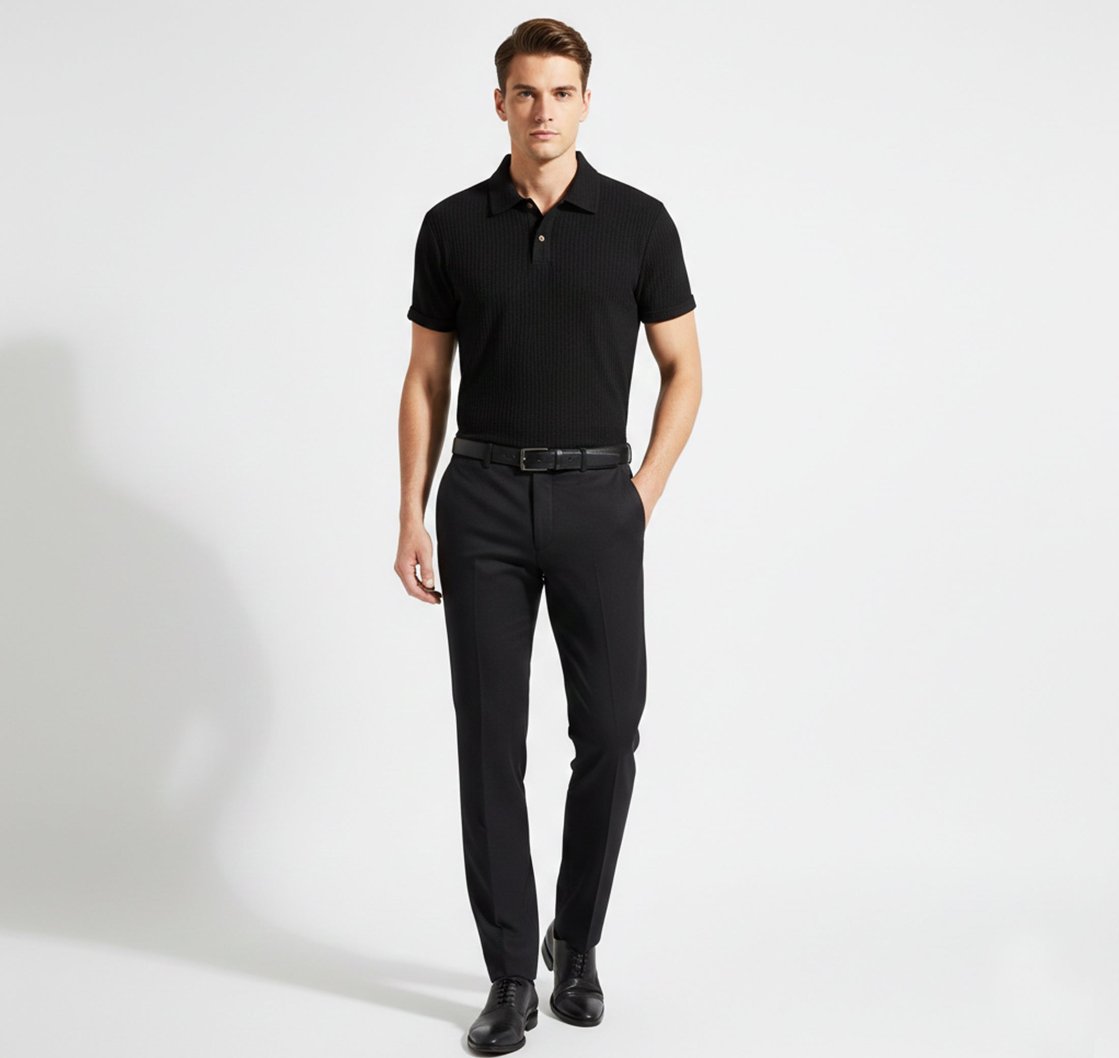 Dorvelli | Men’s Short-Sleeve Knit Shirt – Structured Texture