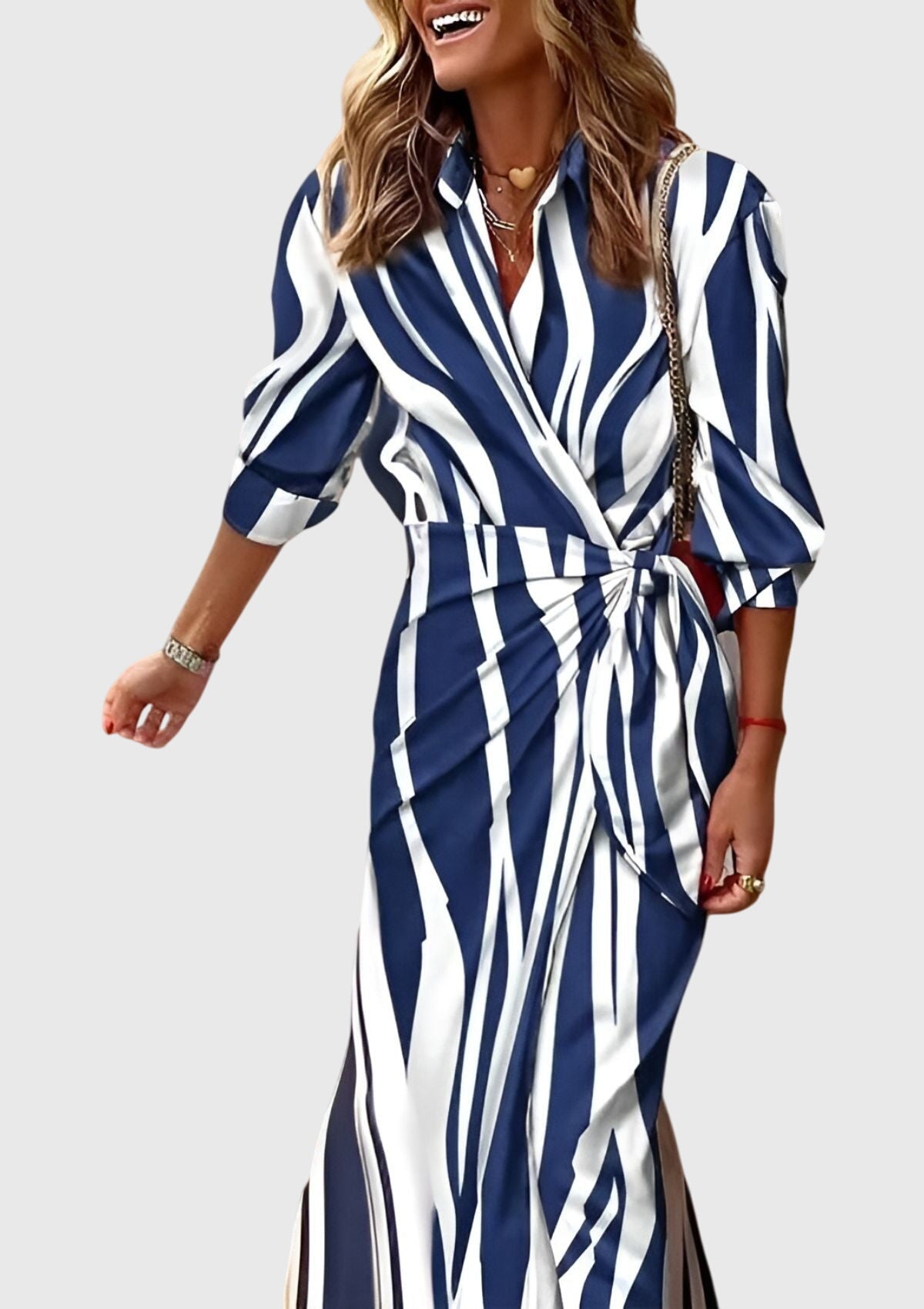Dorvelli | Women's Midi Dress – Elegant Wrap Print