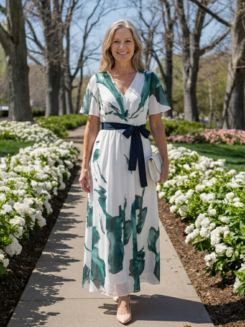 Dorvelli | Women's Maxi Dress – Flutter Sleeve Belted