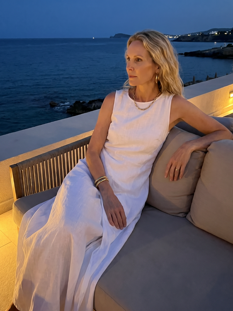 Dorvelli | Women's Maxi Dress – Asymmetric Layered Round Neck