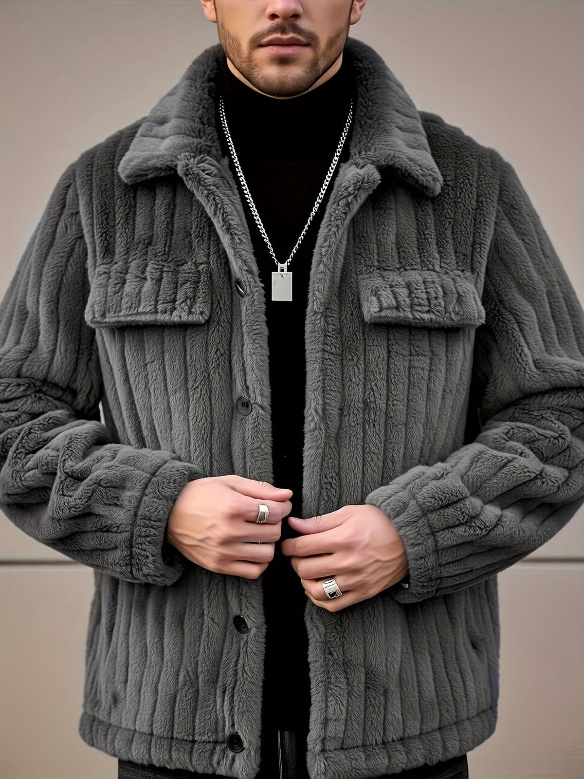 Dorvelli | Men's Jacket – Lapel Front Stripe Trim