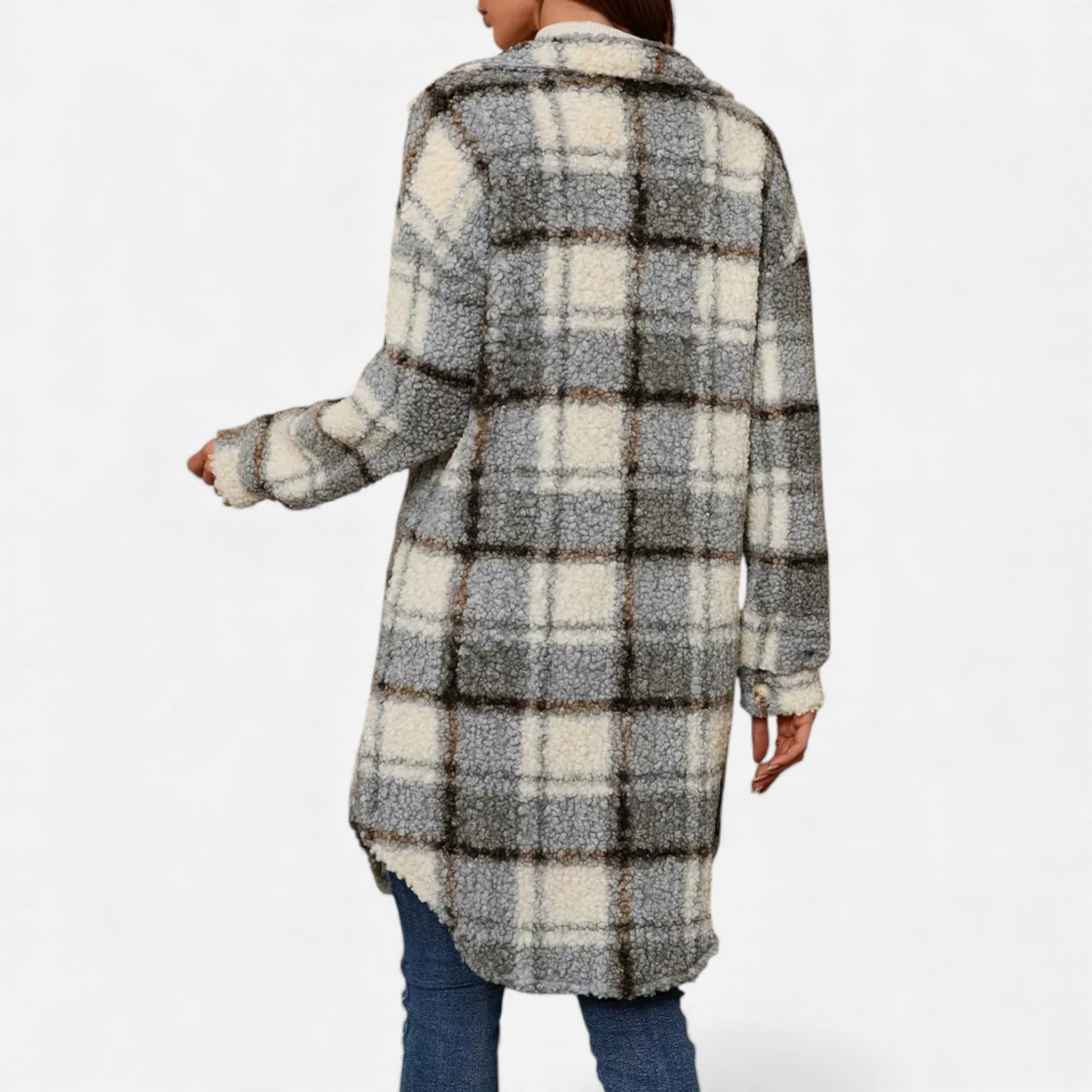 Dorvelli | Women’s Plaid Lapel Collar Jacket – Elegant Suede & PU Design