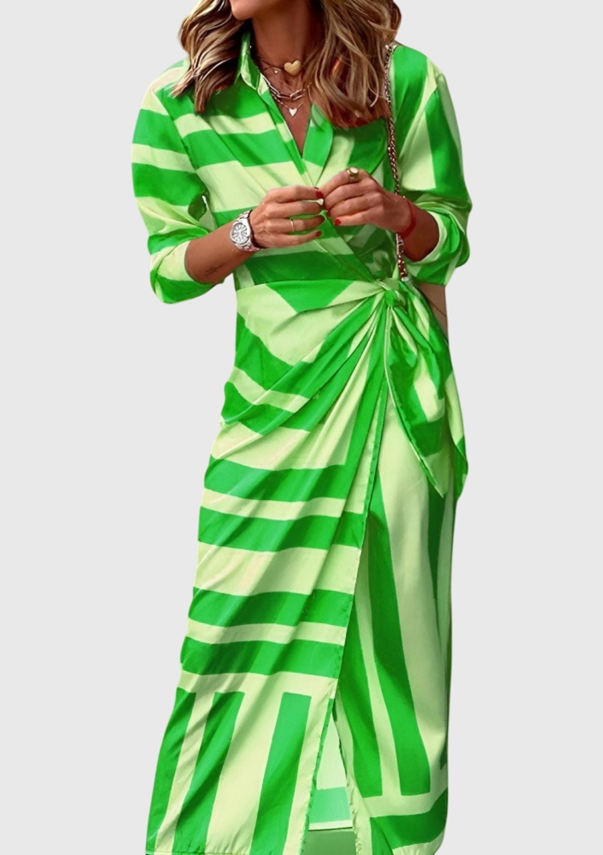 Dorvelli | Women's Midi Dress – Elegant Wrap Print