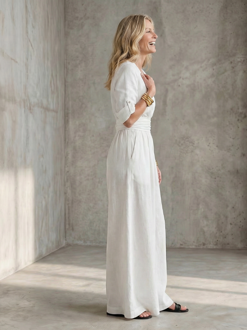 Dorvelli | Women's Jumpsuit – Cross Front Wide Leg