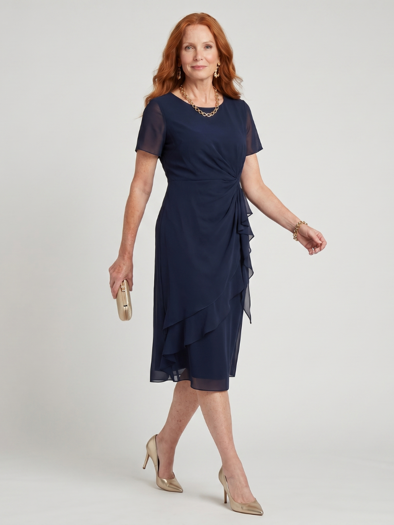 Dorvelli | Women's Midi Dress – Sleeve Layered Hem