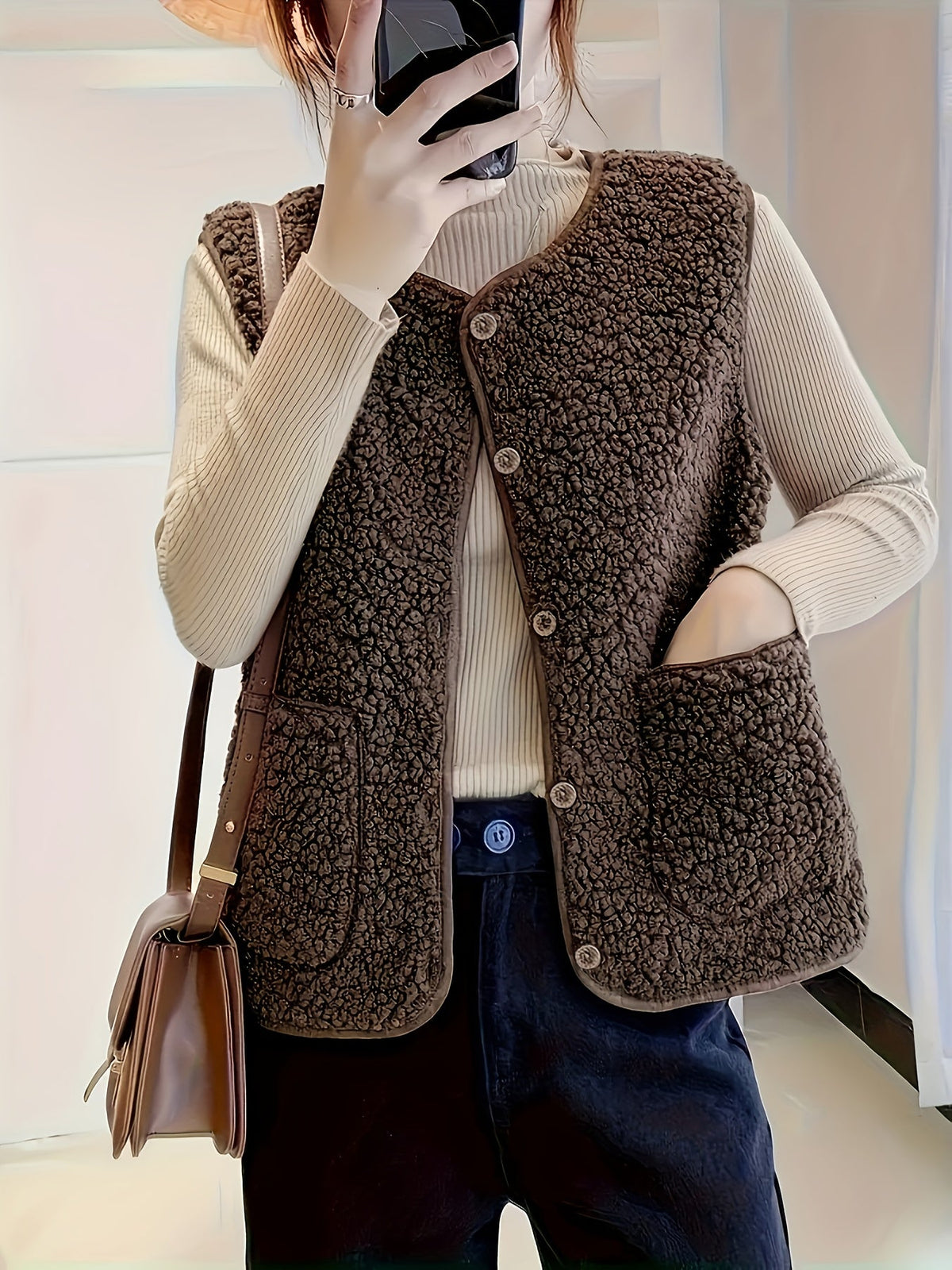 Dorvelli | Women's Gilet – Textured Button Front