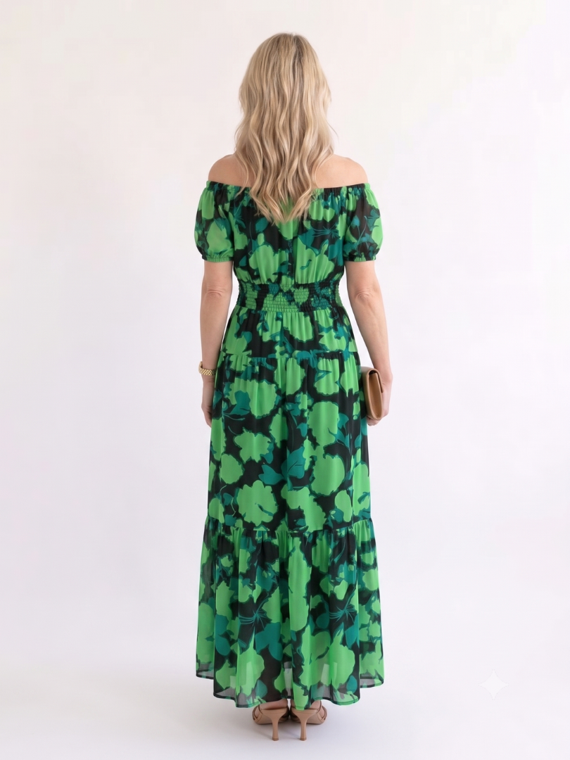 Dorvelli | Women's Maxi Dress – Off Shoulder Neckline Shirred
