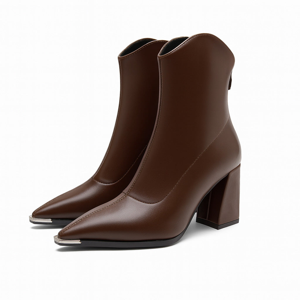 Dorvelli | Women’s Ankle Boots – Pointed-Toe Block Heel