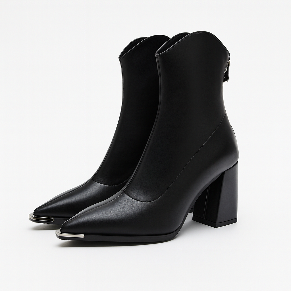 Dorvelli | Women’s Ankle Boots – Pointed-Toe Block Heel
