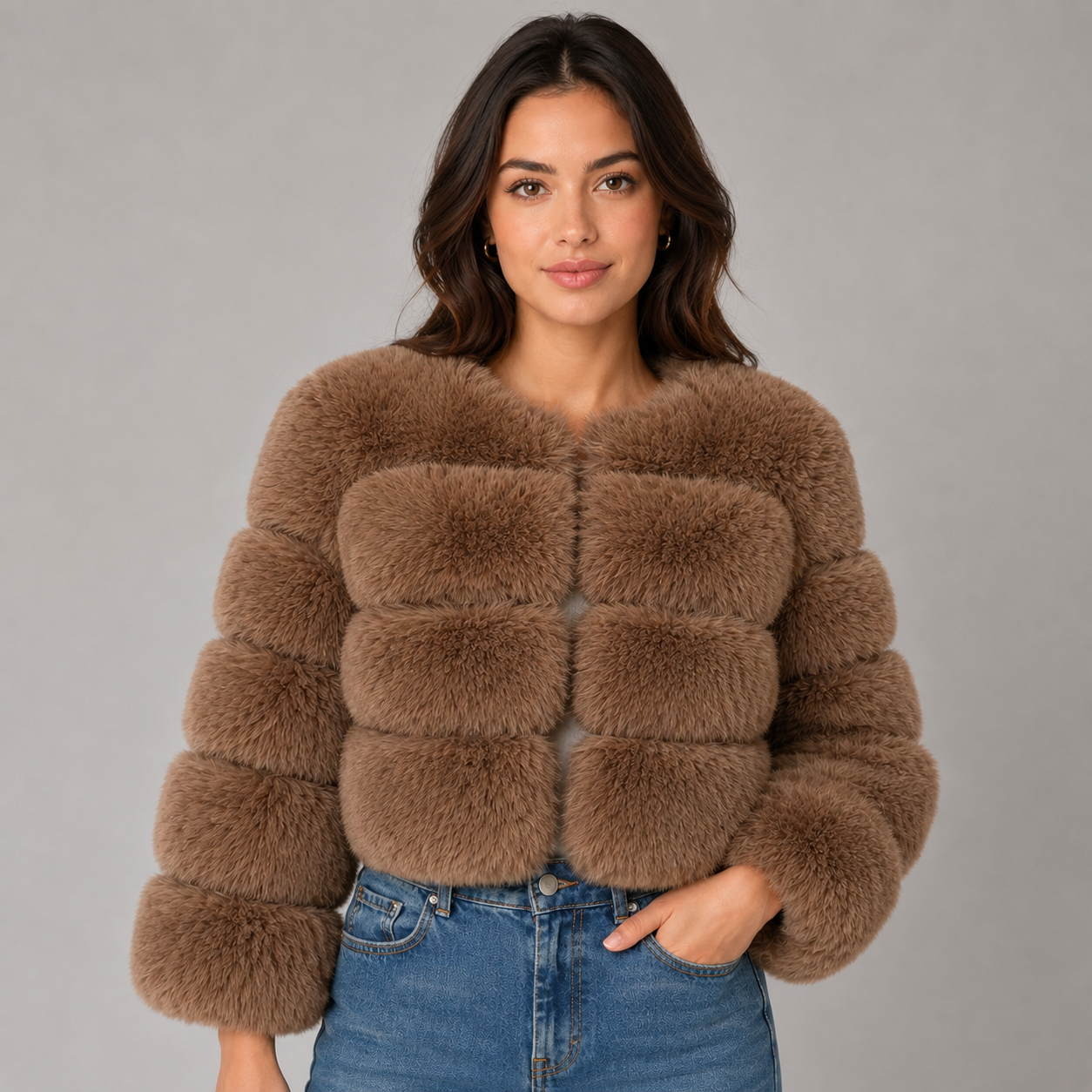 Women's Cropped Plush Jacket