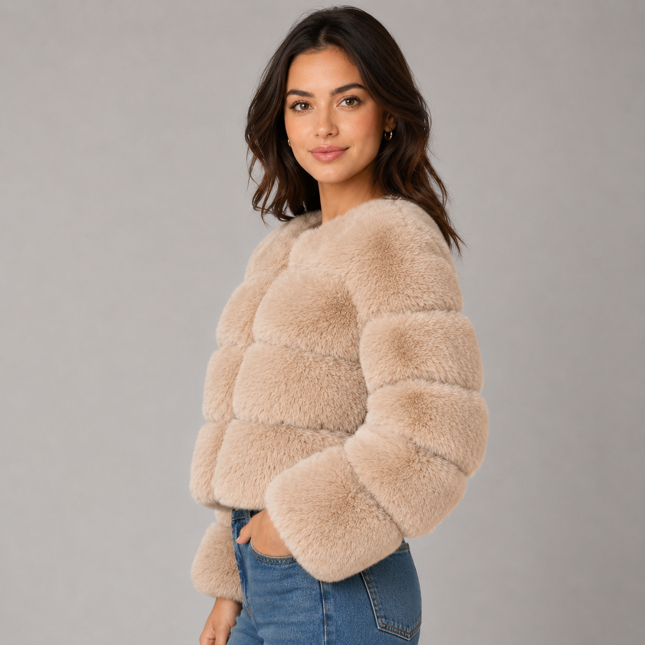 Women's Cropped Plush Jacket