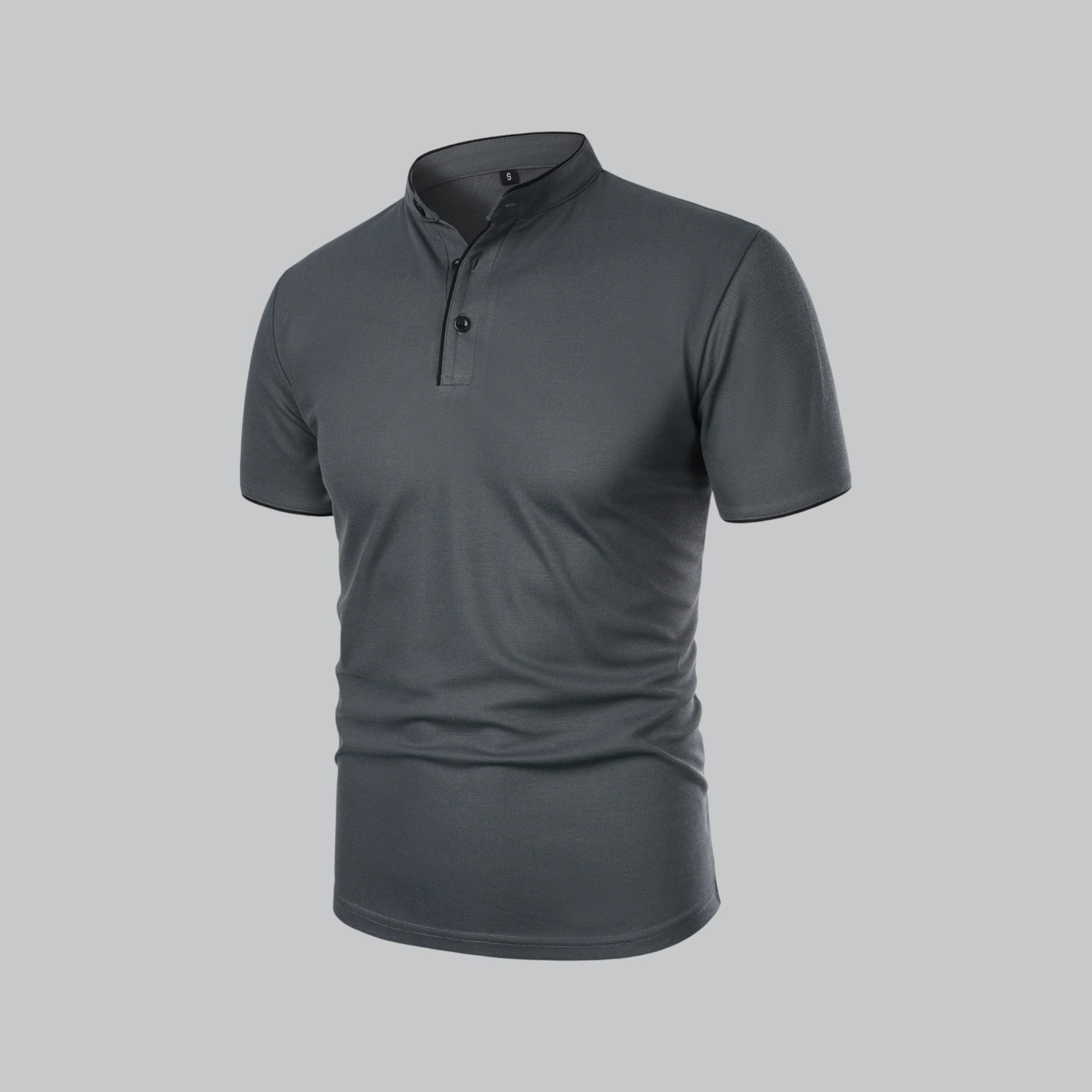 Dorvelli | Men's Collarless Polo Shirt – Mandarin Collar Smart Casual