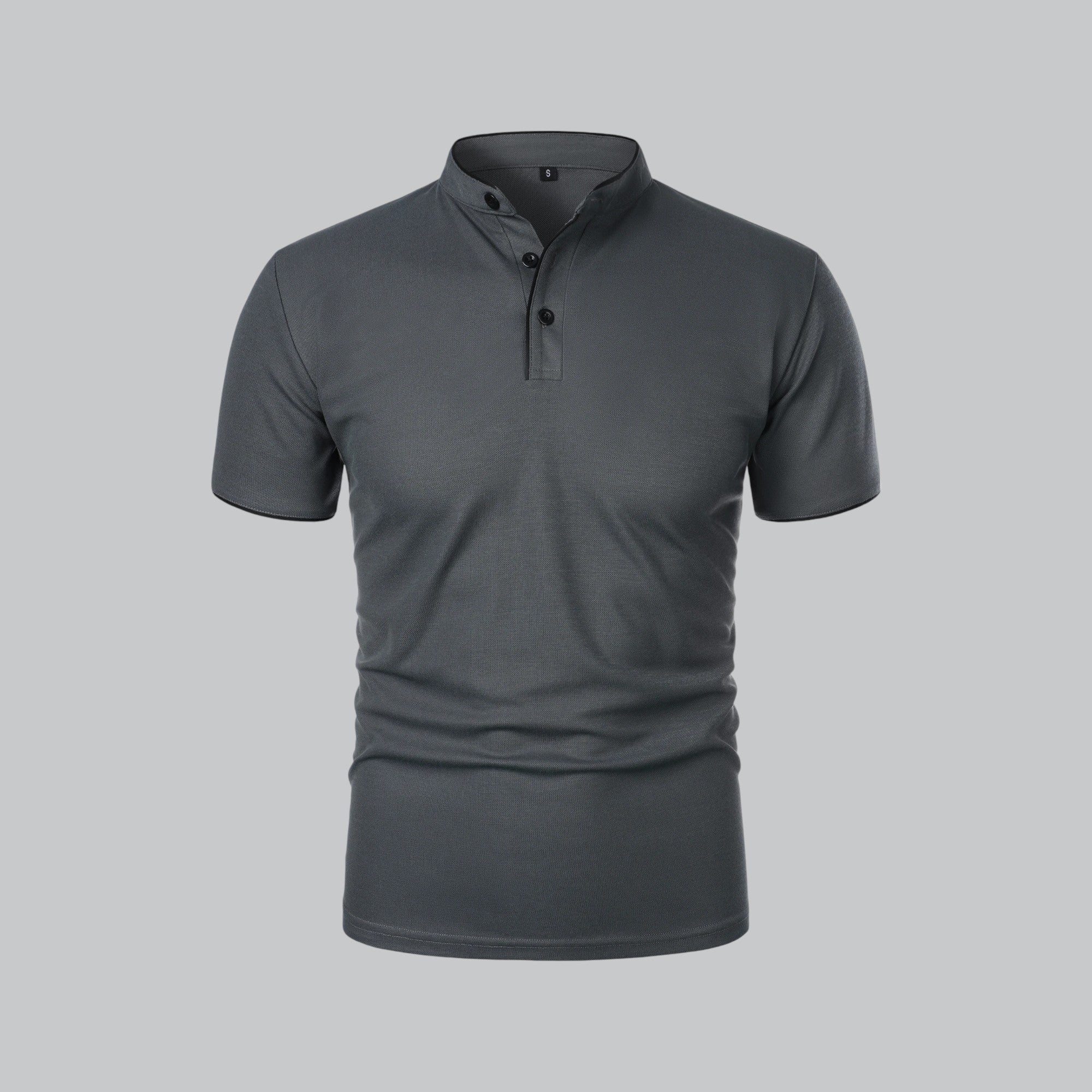 Dorvelli | Men's Collarless Polo Shirt – Mandarin Collar Smart Casual