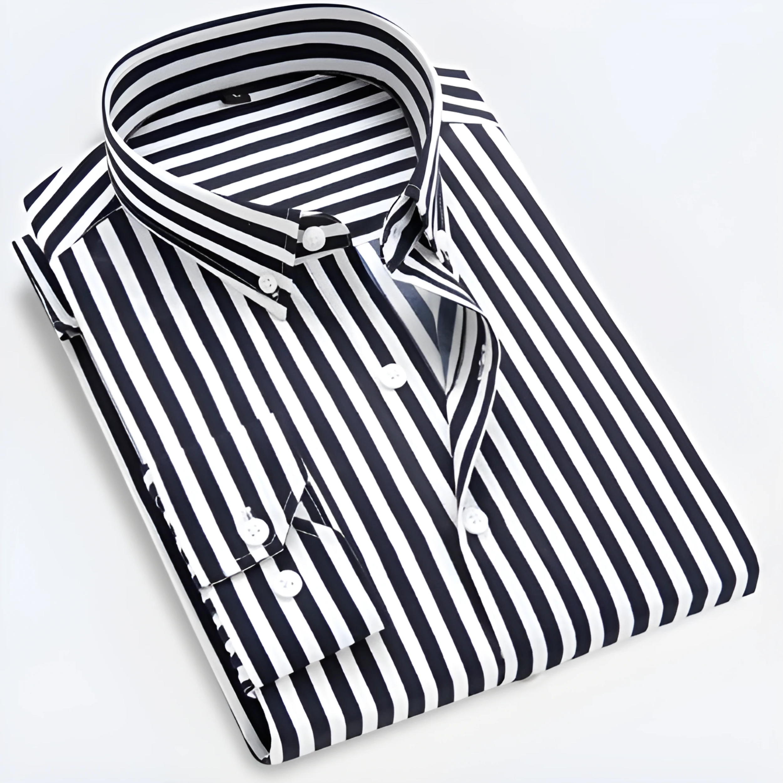 Dorvelli | Men's Striped Long-Sleeve Shirt – Vertical Stripe Smart Casual