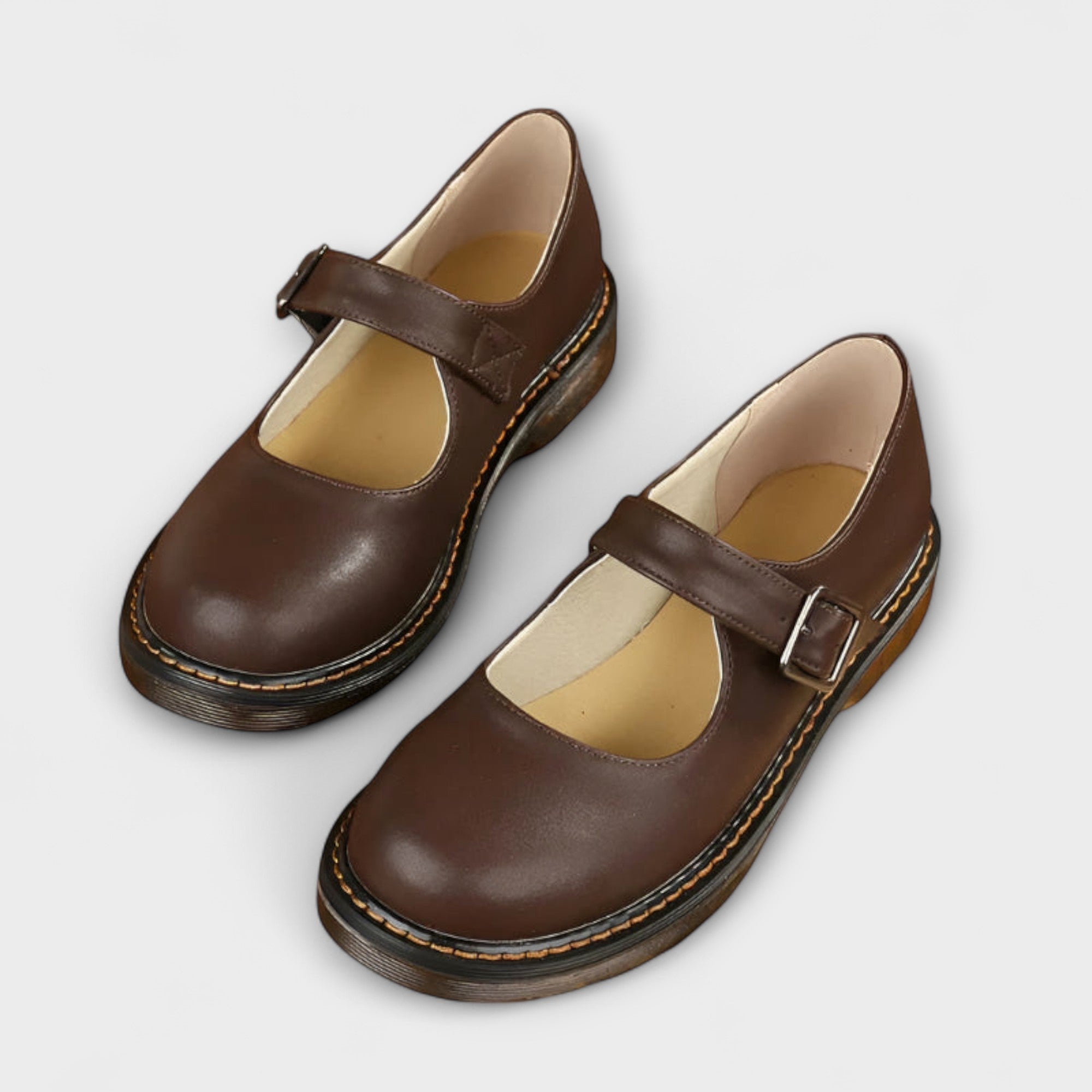 Dorvelli | Women's Mary Jane Shoes – Buckle Strap Round Toe Flats