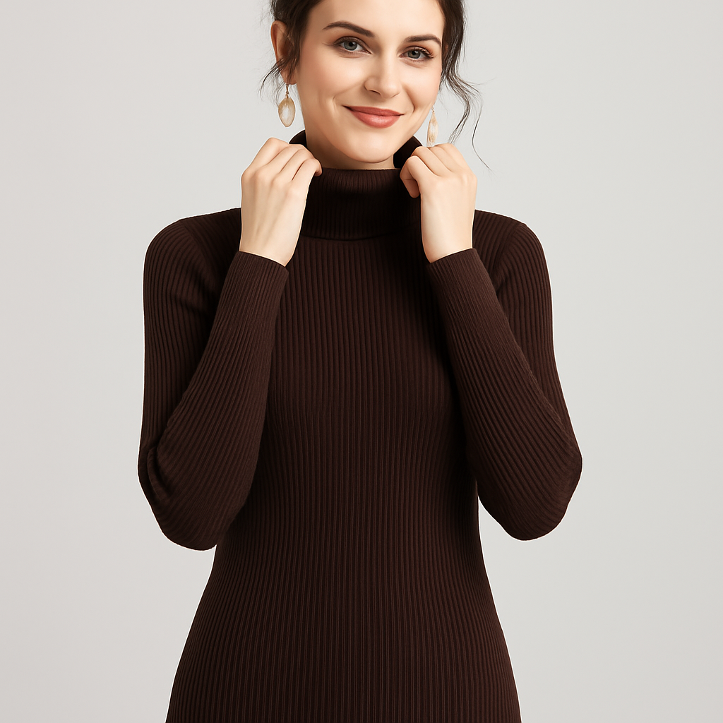 Dorvelli | Women's Ribbed Turtleneck Jumper – Slim Fit Knit Warmth