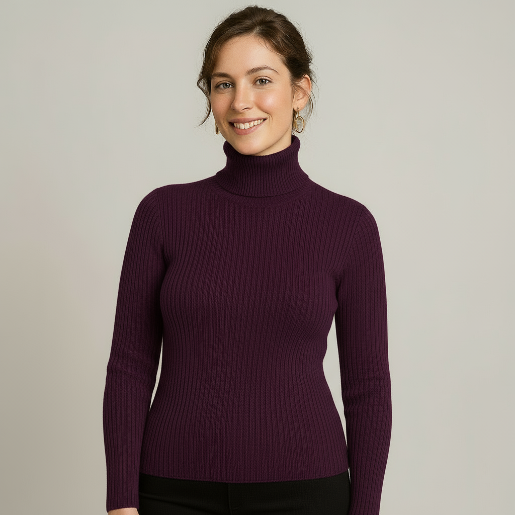Dorvelli | Women's Ribbed Turtleneck Jumper – Slim Fit Knit Warmth