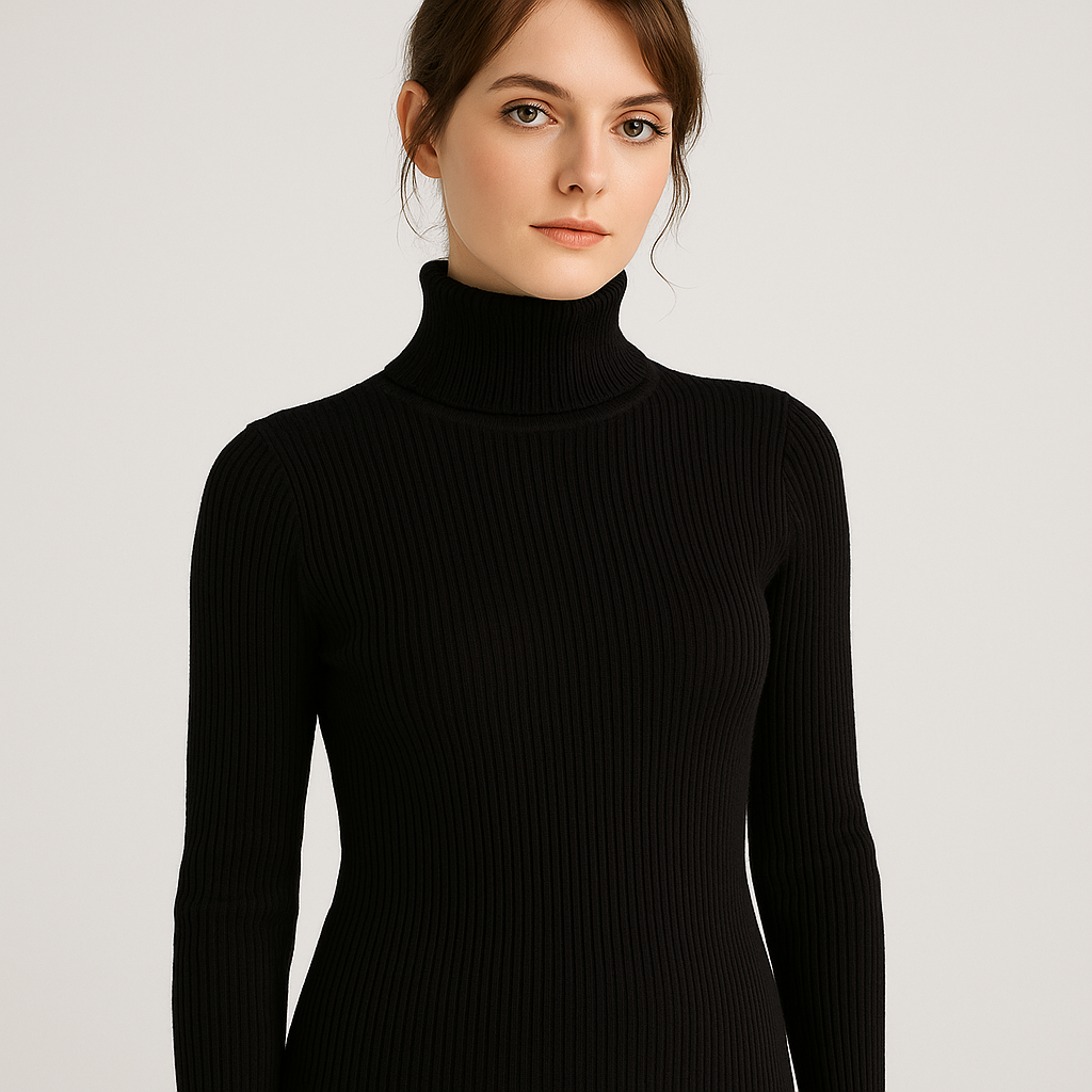 Dorvelli | Women's Ribbed Turtleneck Jumper – Slim Fit Knit Warmth