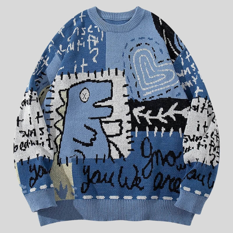 Dorvelli | Men's All-Over Graphic Dinosaur Sweater