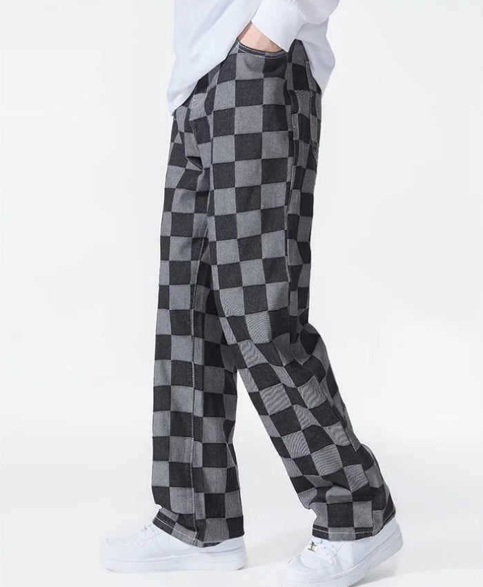 Dorvelli | Men's Black Checkered Men’s Pants