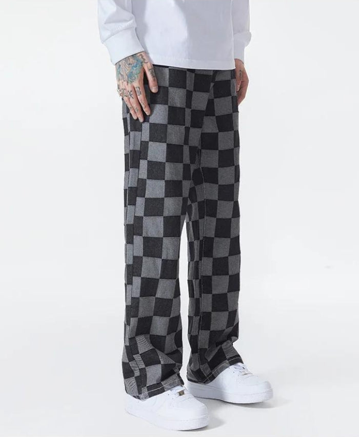 Dorvelli | Men's Black Checkered Men’s Pants