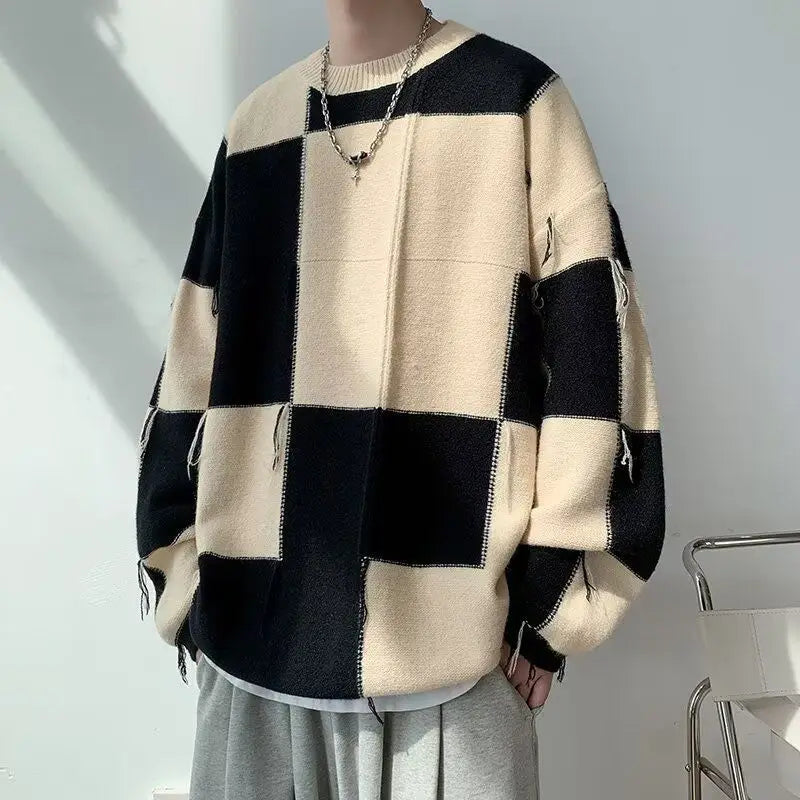 Dorvelli | Men's Oversized Checkered Sweater