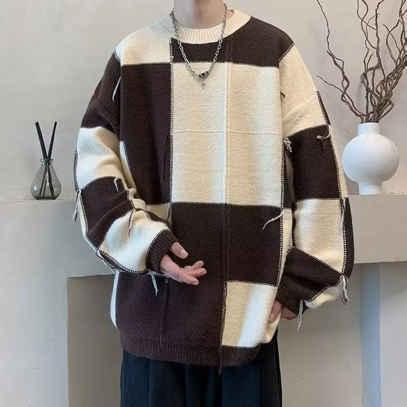 Dorvelli | Men's Oversized Checkered Sweater