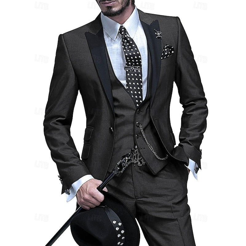 Dorvelli | Men's Peak Lapel 3-Piece Suit Wedding Suit
