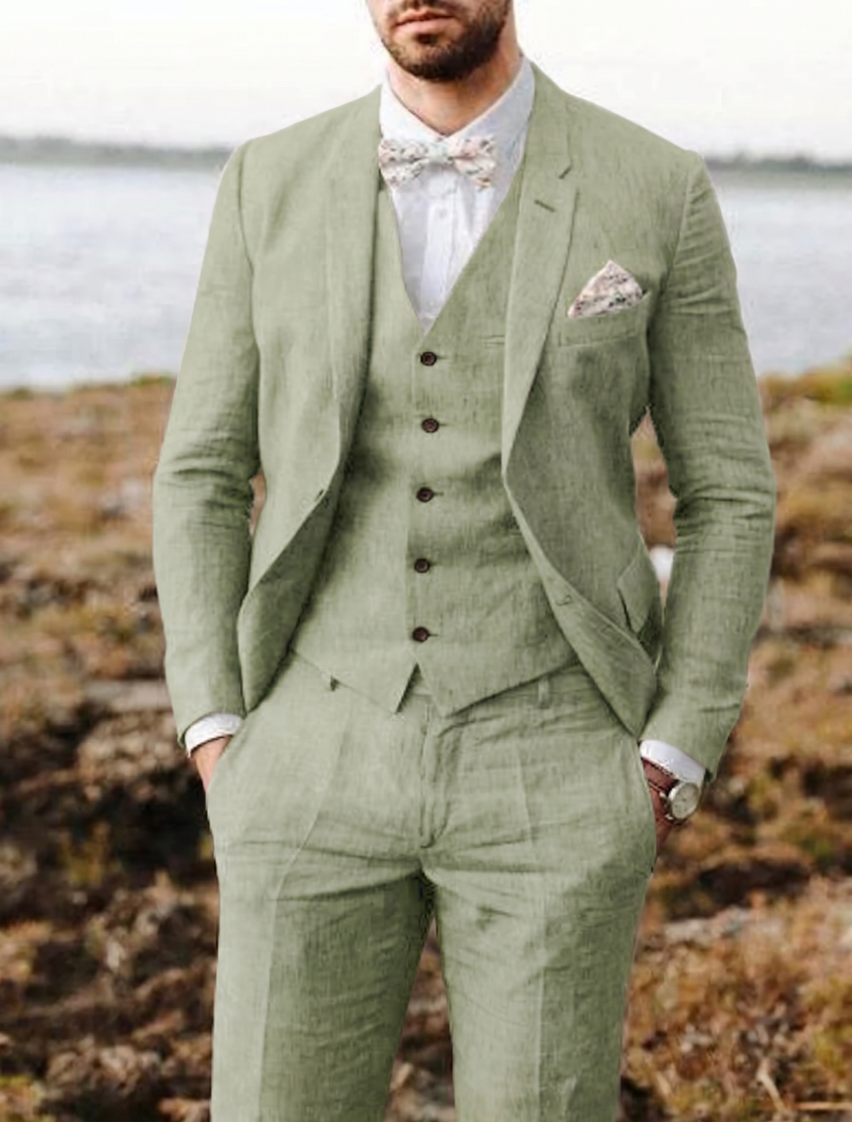 Dorvelli | Men's Two-Button Linen Suit