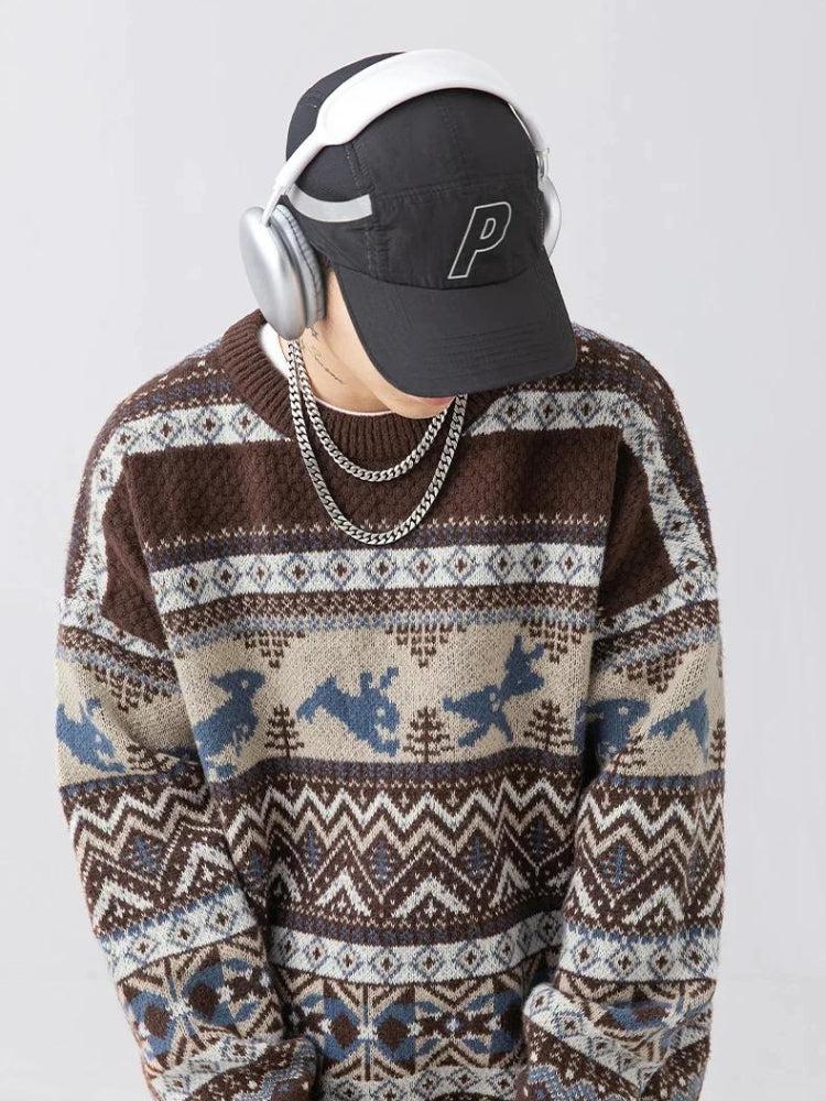 Dorvelli | Men’s Zigzag Rabbit Knit Sweater