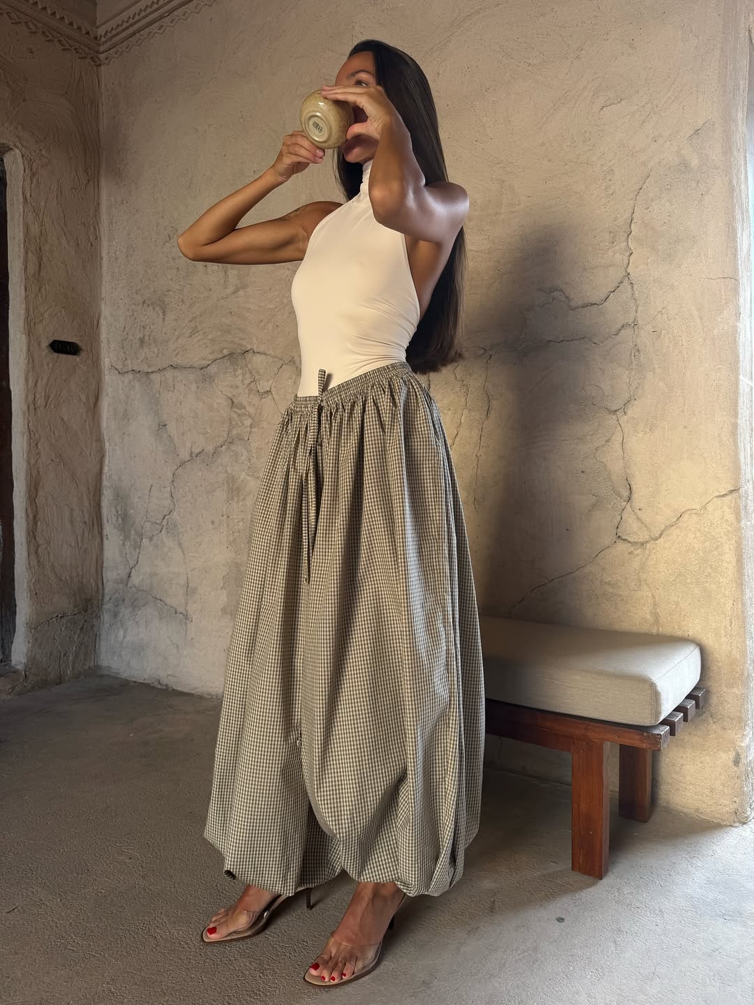 Dorvelli | Women’s Checkered Casual Wide-Leg Pants