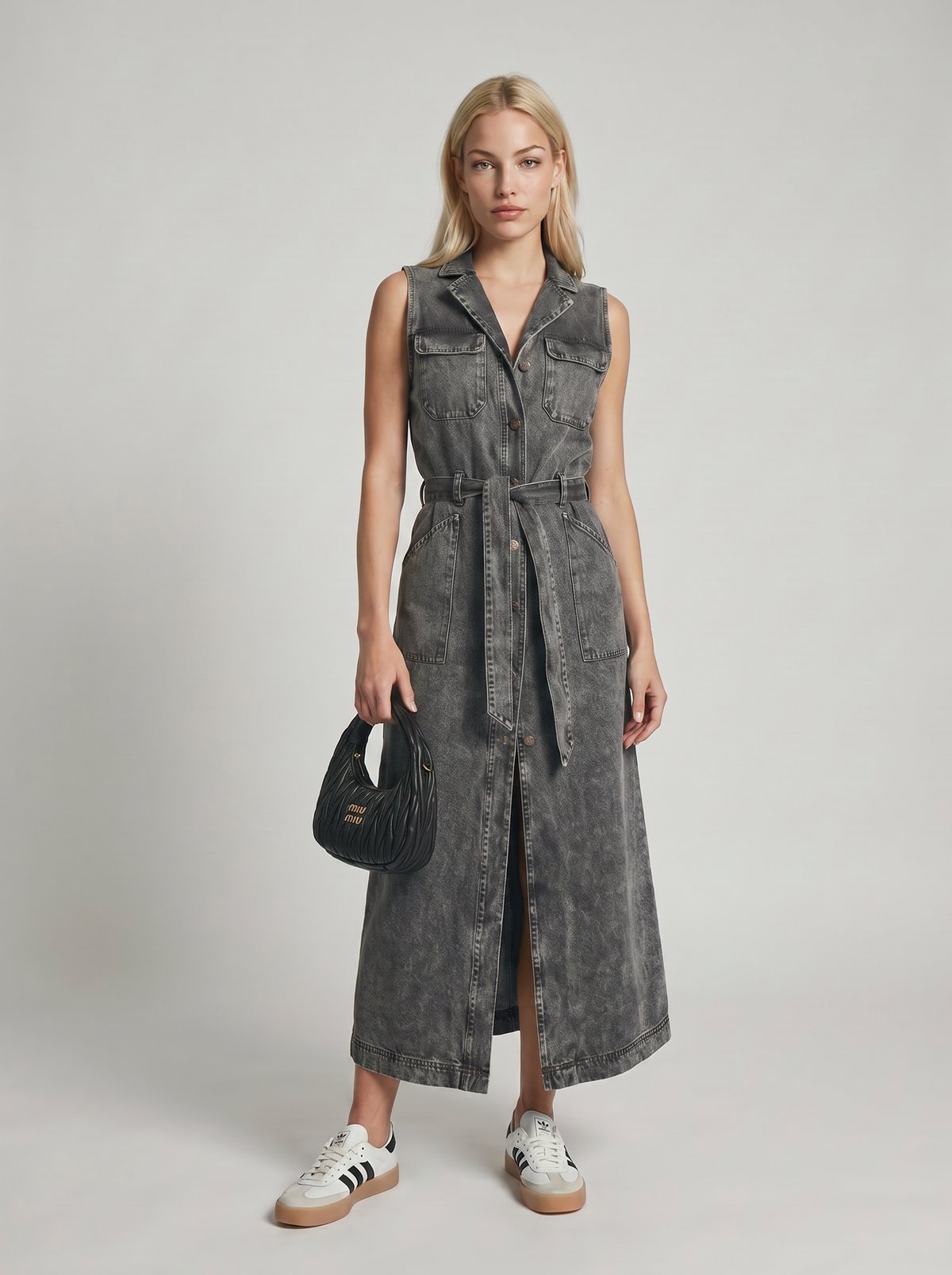 Dorvelli | Women's Denim Maxi Dress in Vintage Grey