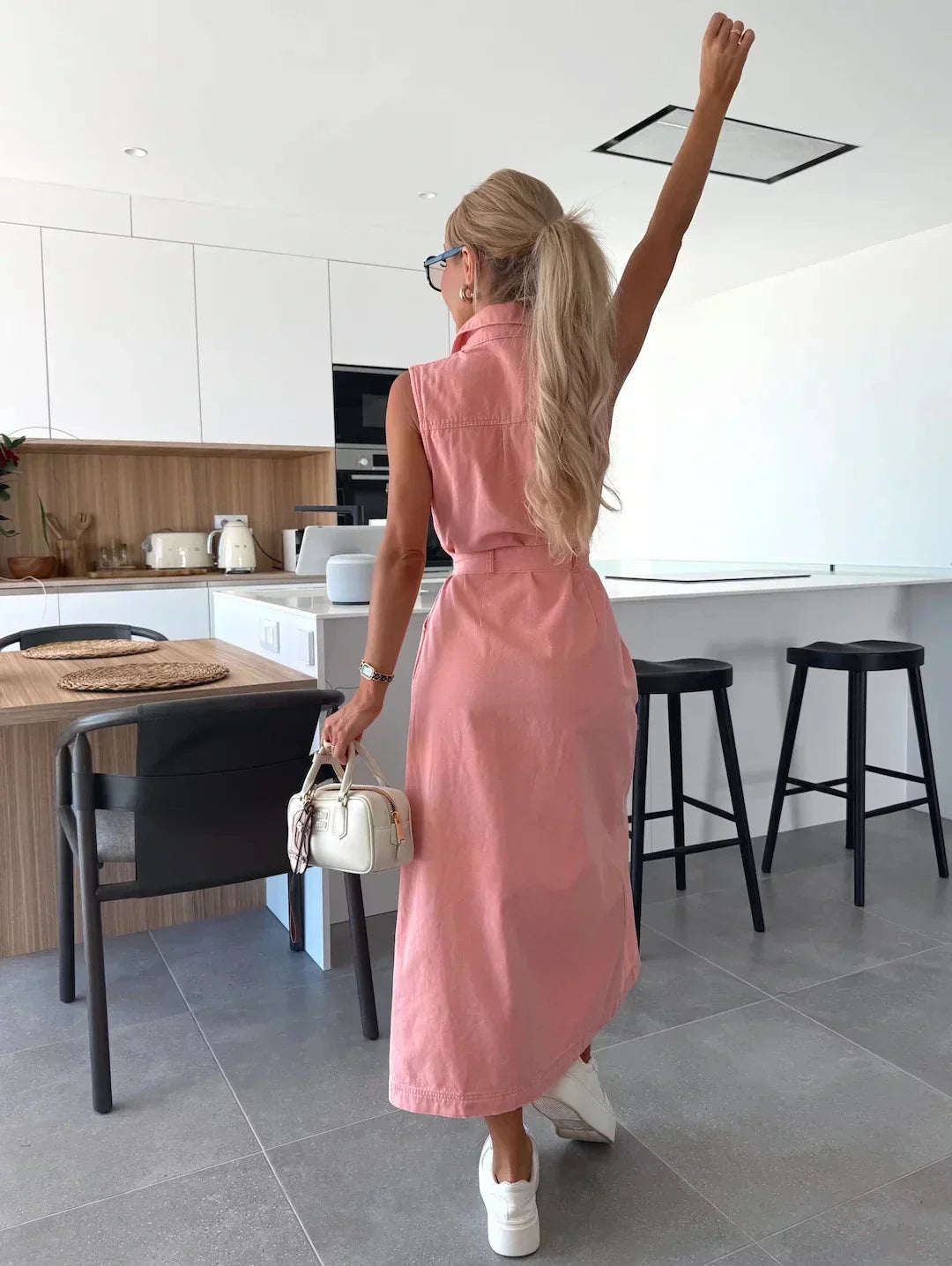 Dorvelli | Women's Denim Maxi Dress in Vintage Grey
