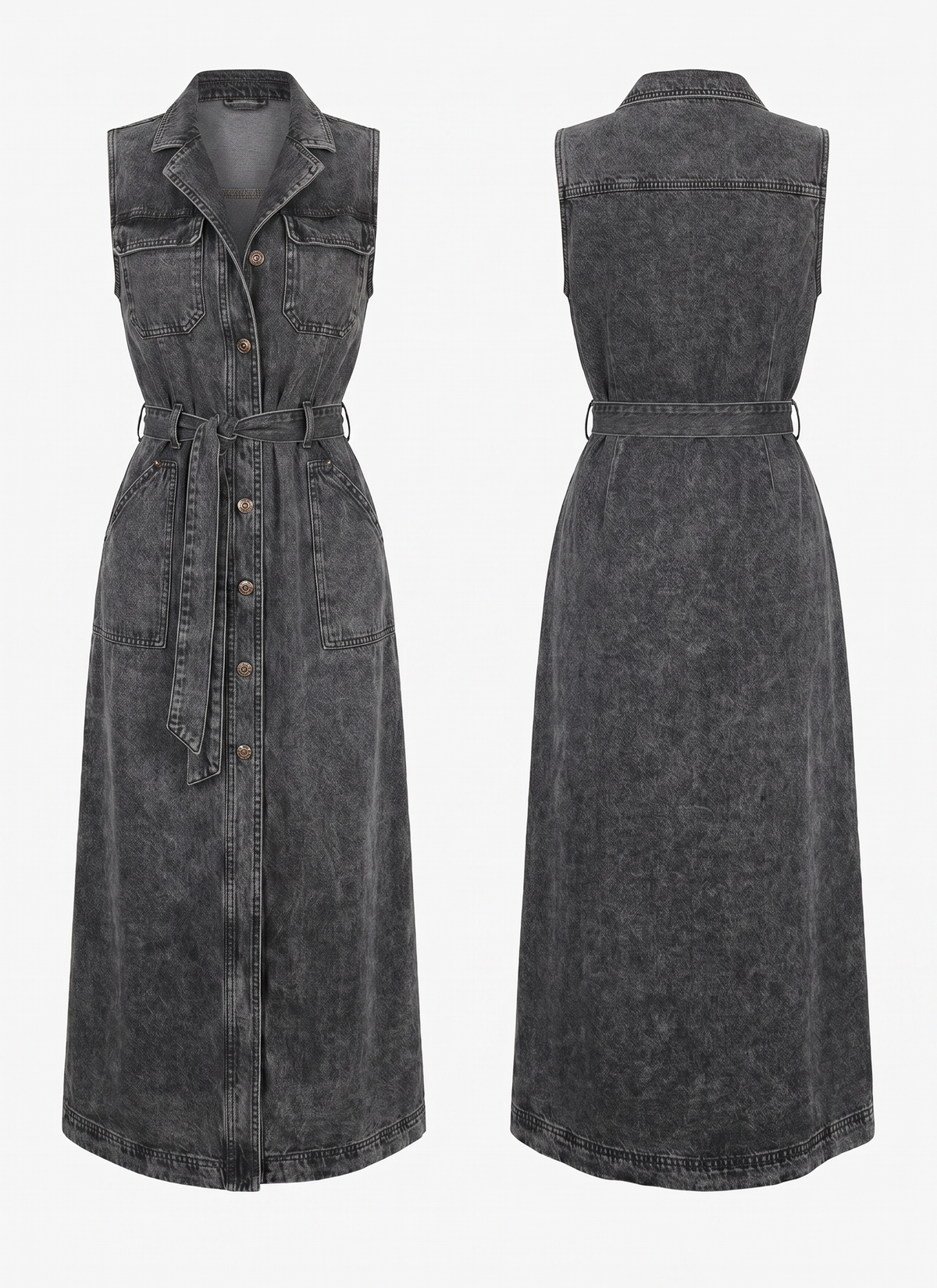 Dorvelli | Women's Denim Maxi Dress in Vintage Grey