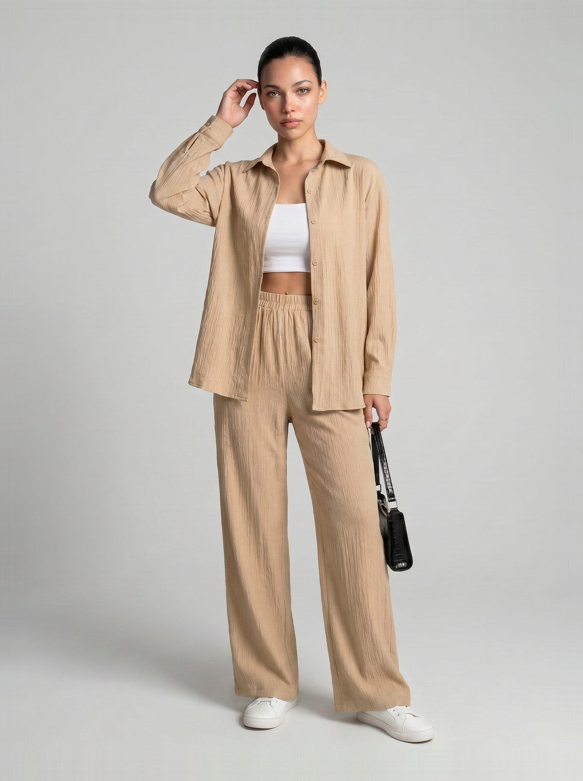 Dorvelli | Women’s High Waist Crinkle Two-Piece Set