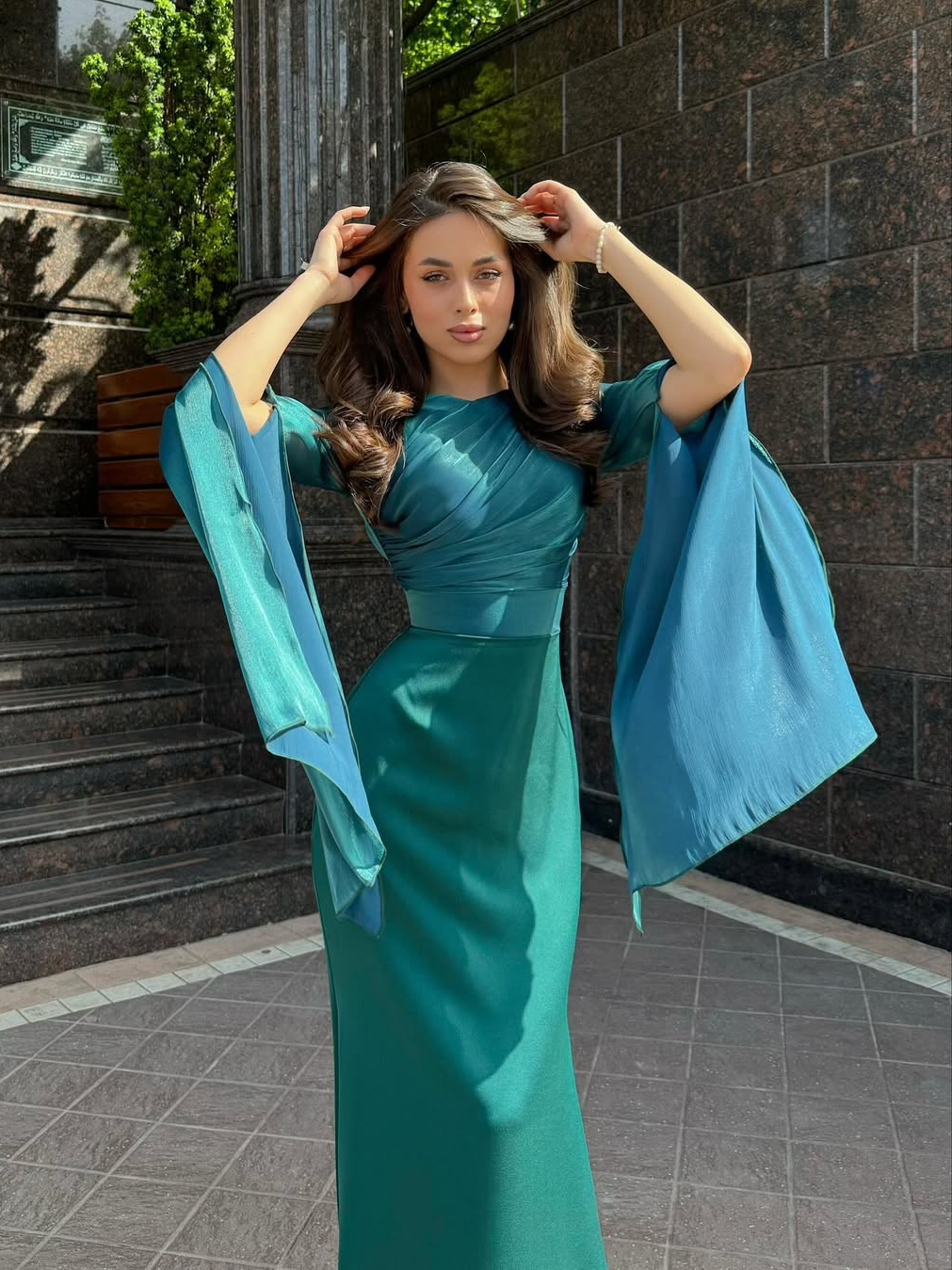 Dorvelli | Women's Pleated Slim Fit Maxi Dress